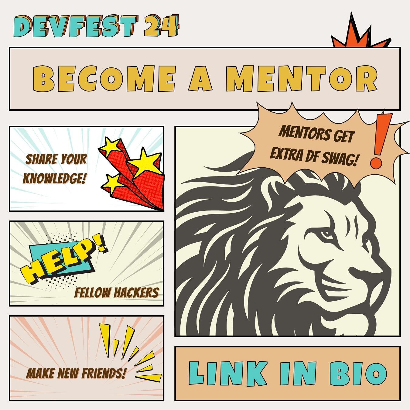 Become a mentor in the largest hackathon on campus! 🦁 

DevFest will take place from January 29th to February 4th. As a mentor, you&rsquo;ll have the opportunity to share your knowledge and experience with a diverse group of tech enthusiasts, and gu