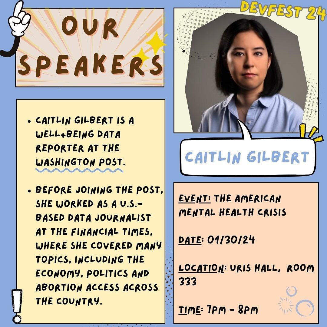 IT&rsquo;S DEVFEST WEEK! 🤩 We have a week full of speakers and workshops for you to learn more about technology and gain some technical experience. Tonight, Caitlin Gilbert will be talking about the American Mental Health Crisis for our mental healt