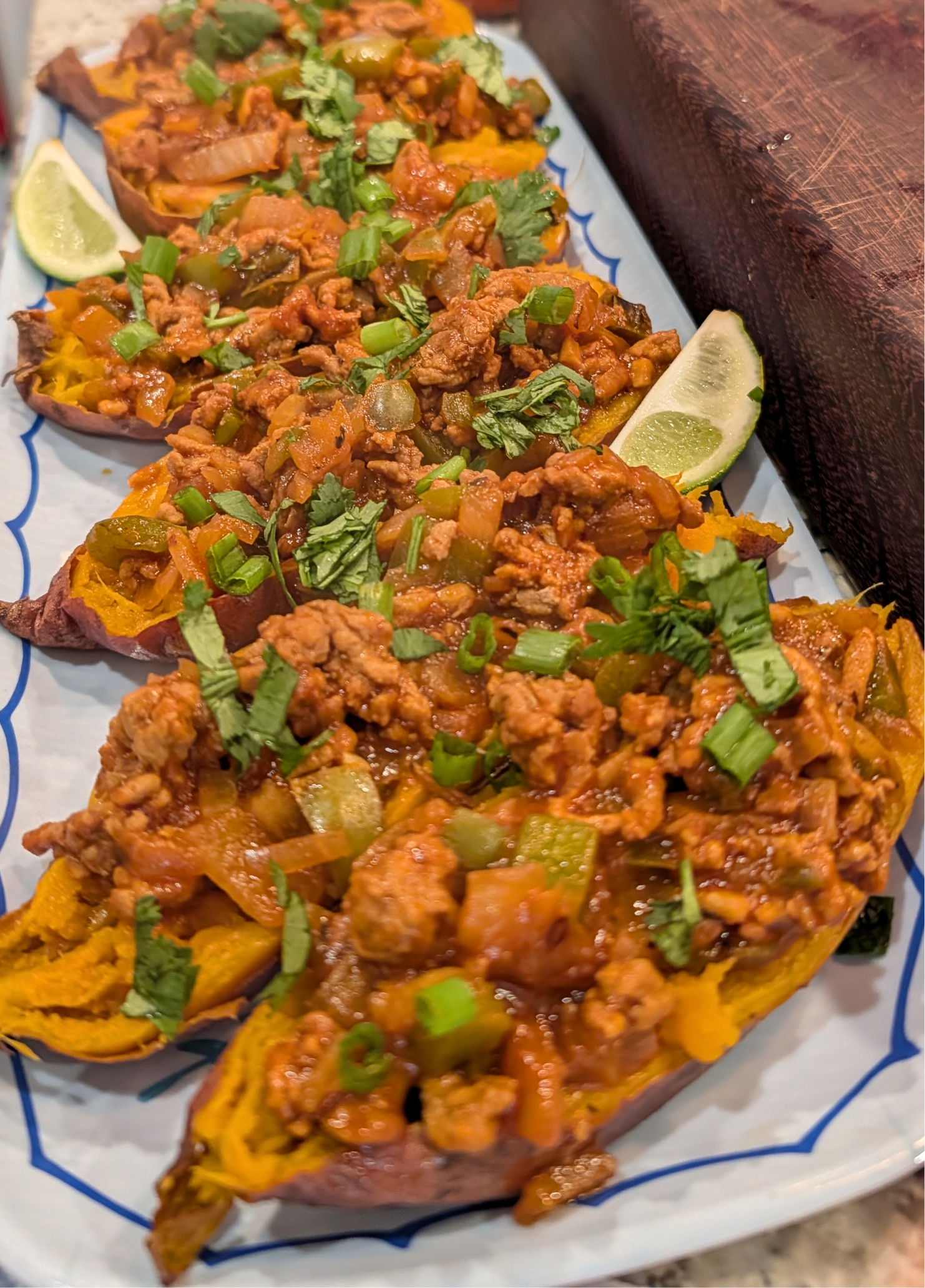 Loaded Sweet Potatoes with Spicy Turkey