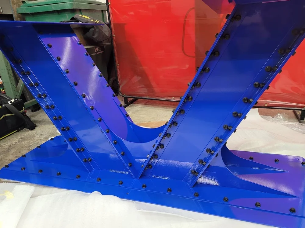 Industrial Style Steel Cantilever Table Base — Hamlin Welding & Fabricating