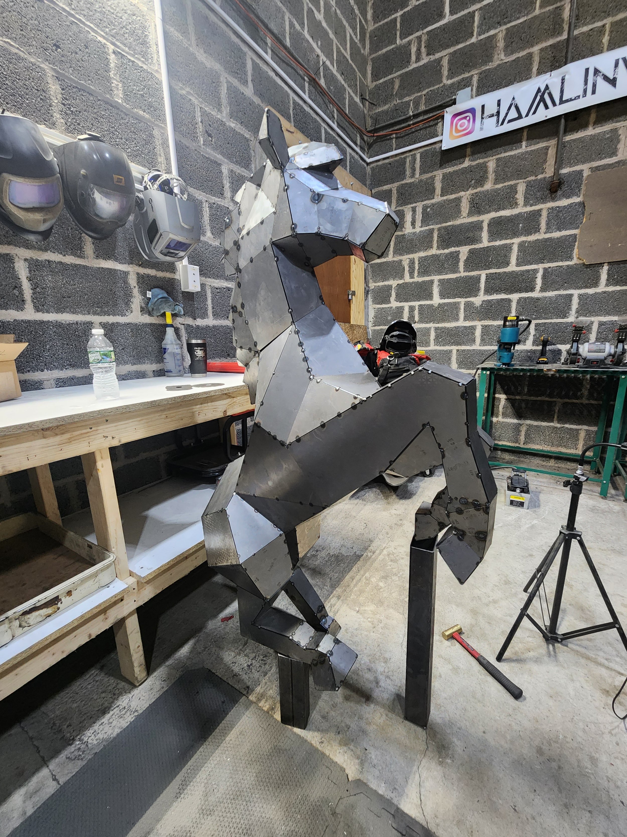 Low Poly Ferrari Horse Sculpture