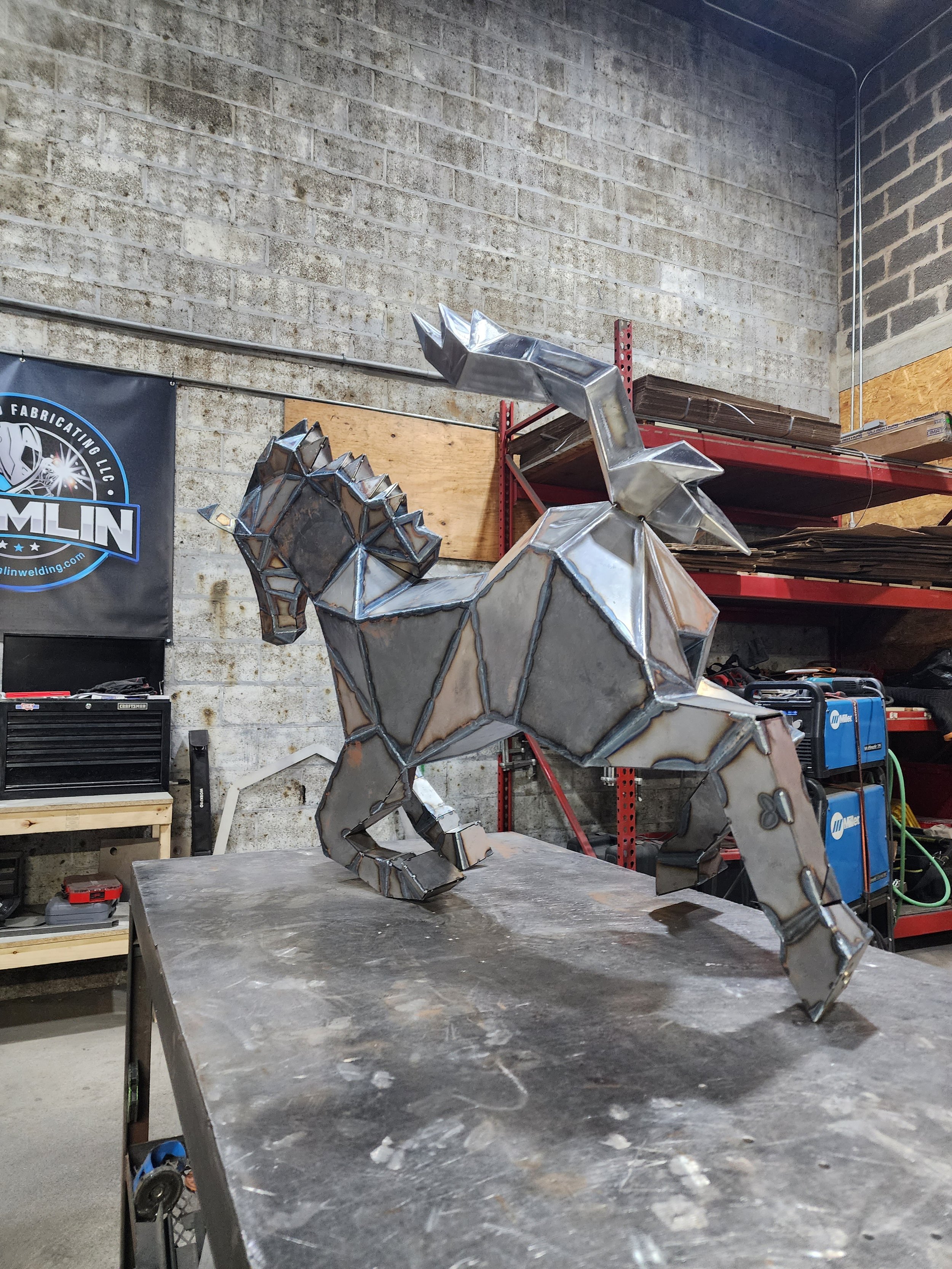 Low Poly Ferrari Horse Sculpture