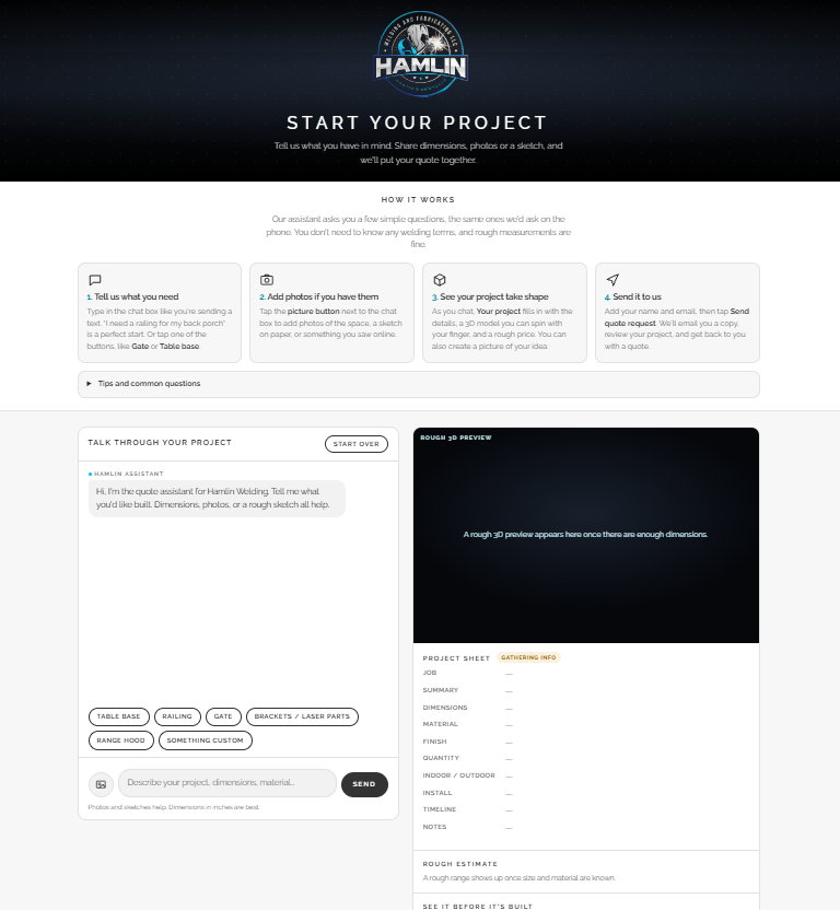Introducing the Hamlin Welding Custom Project Builder