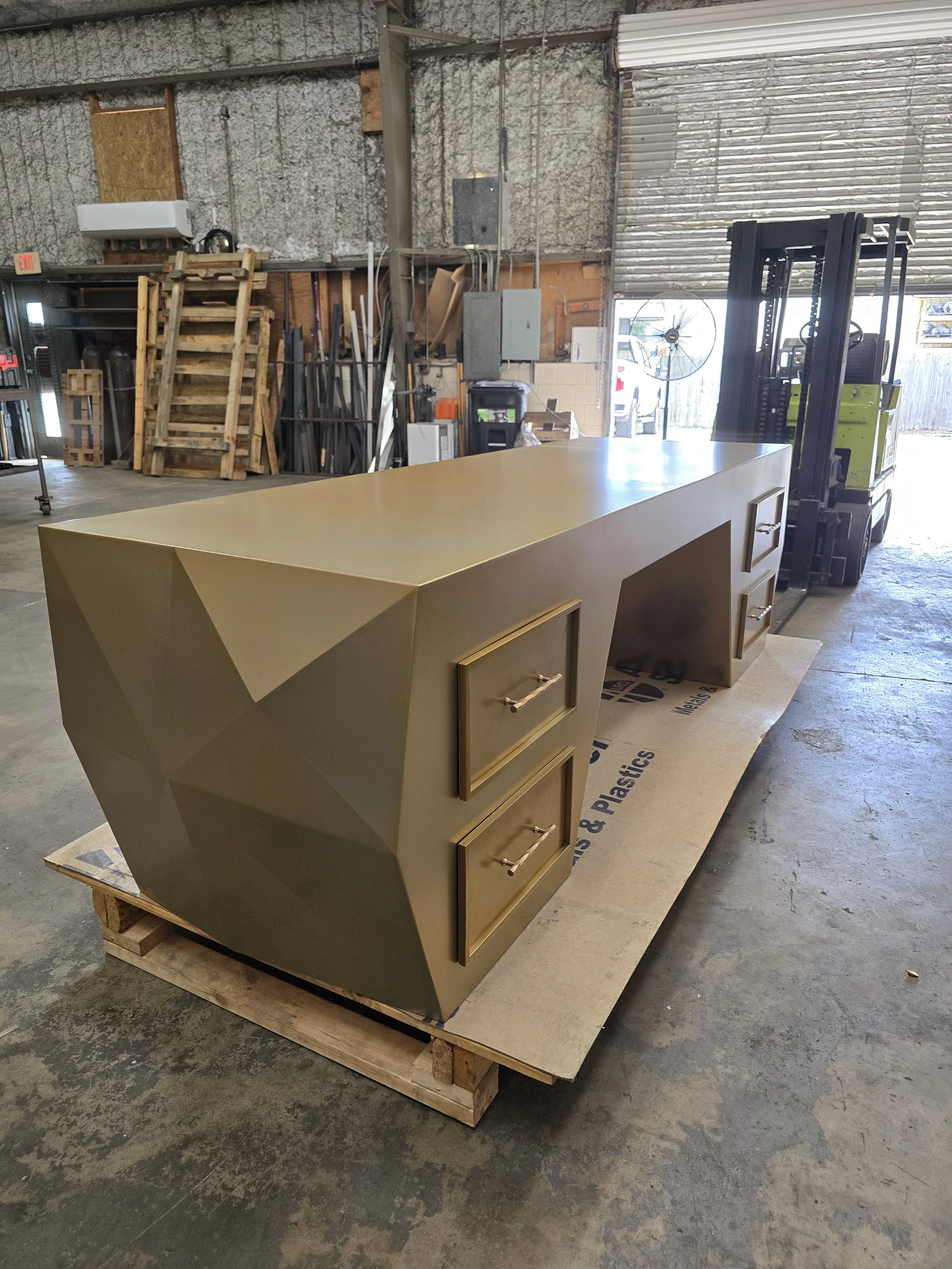 Custom Low Poly Geometric Desk With Drawers