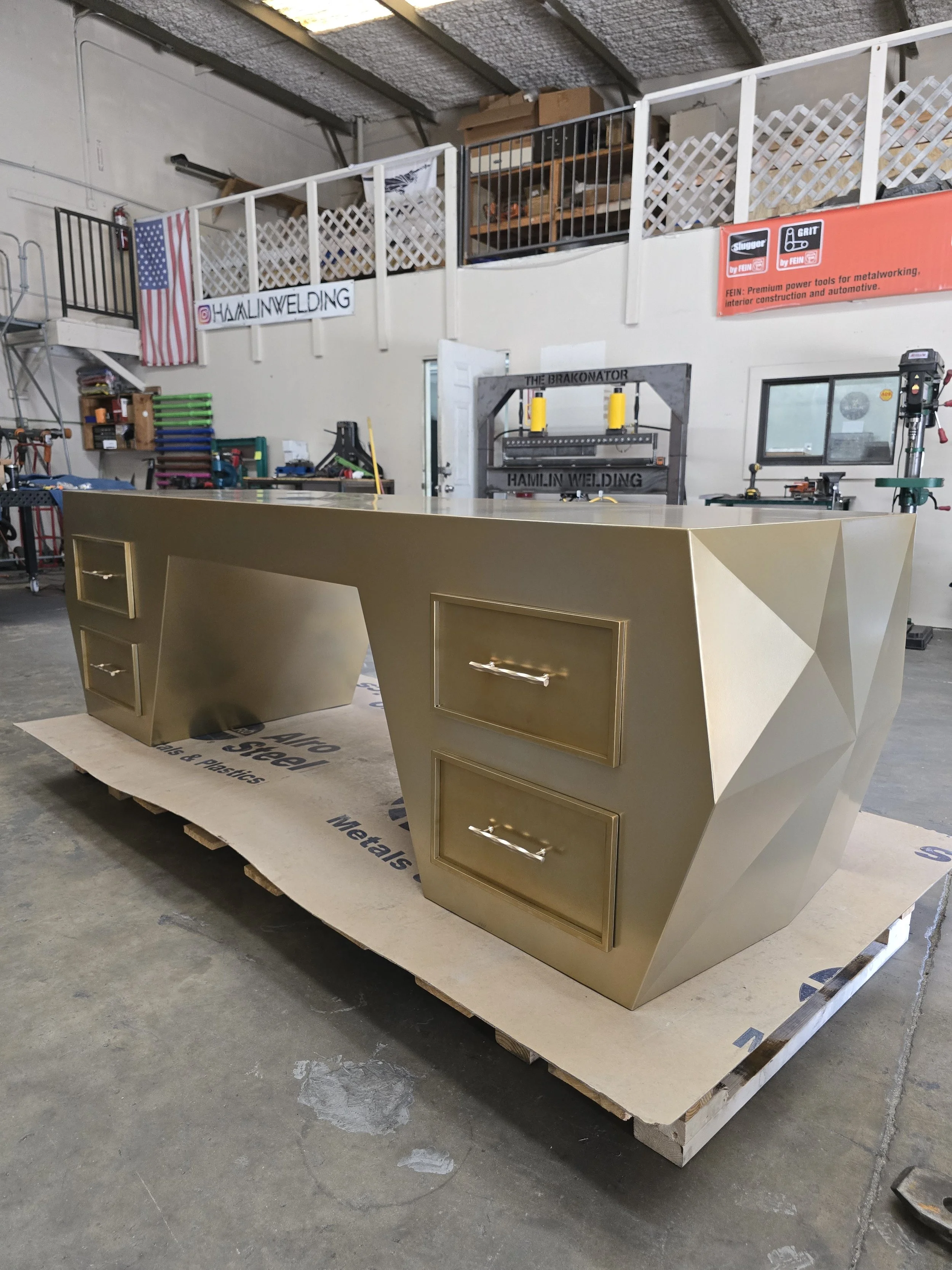 Custom Low Poly Geometric Desk With Drawers