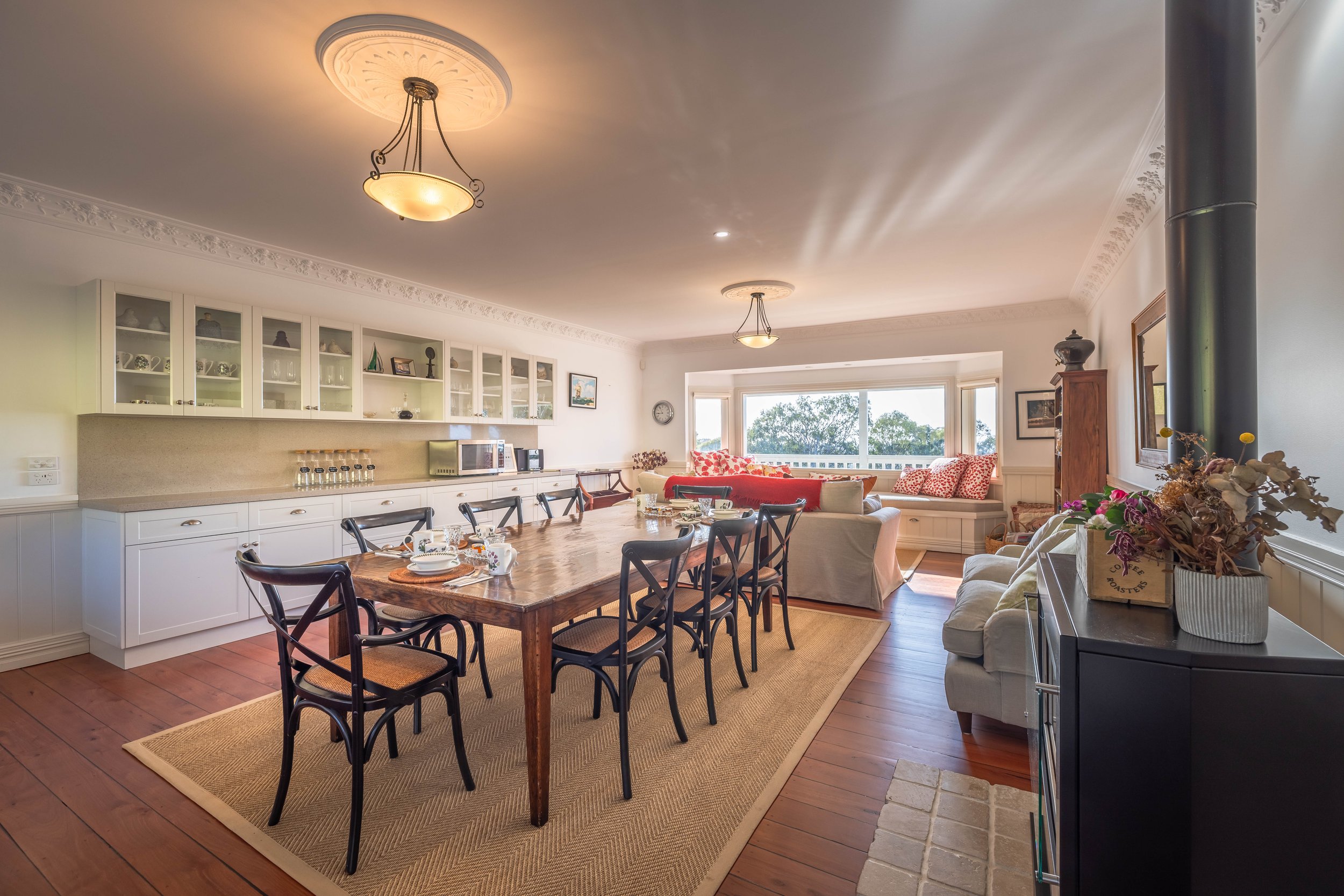 The Bryn dining area looking into the common living area