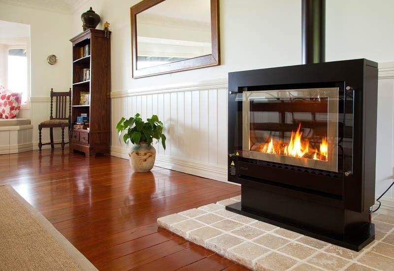 The Bryn fireplace near the common area