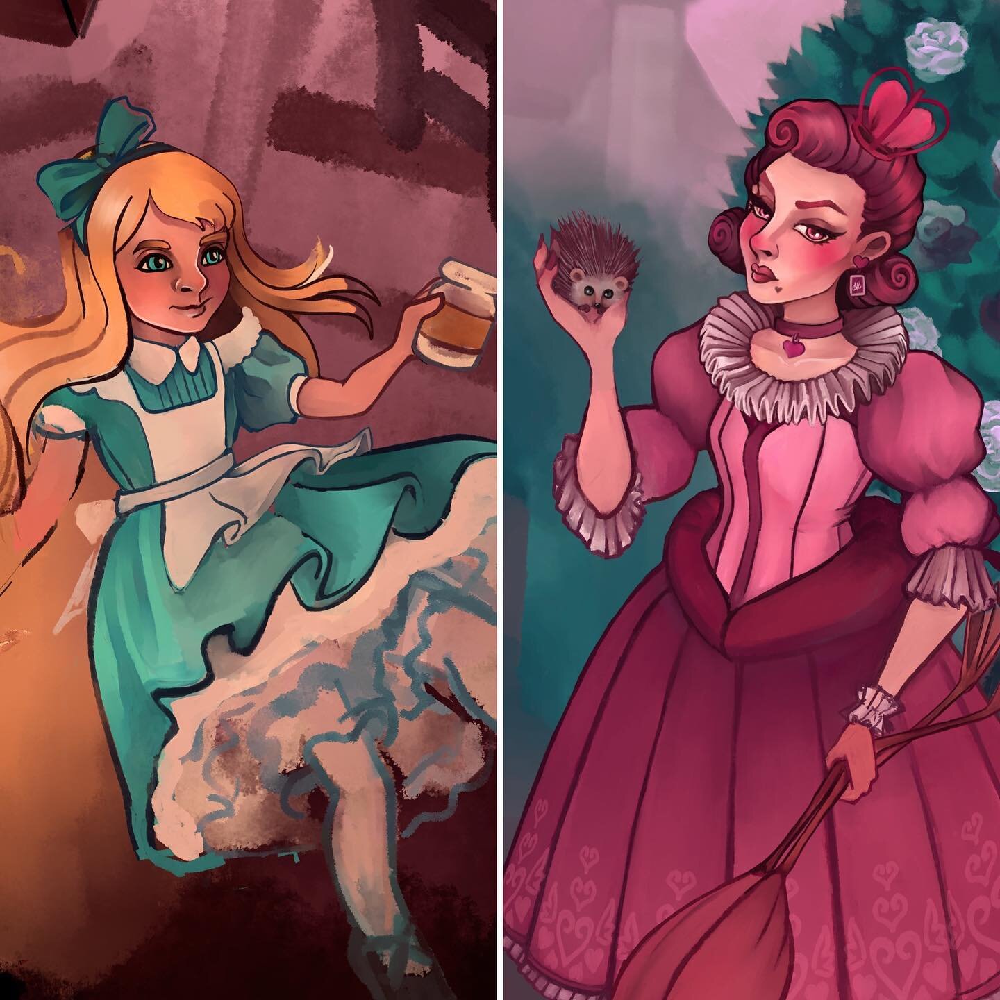 Since it&rsquo;s also Alice in Wonderland day, I figured I could post my Alice Work in Progress, and my apparently abandoned Queen of hearts. I&rsquo;ll get back to these ones eventually I swear.

#artwip #workinprogress #fantasyart #bookillustration