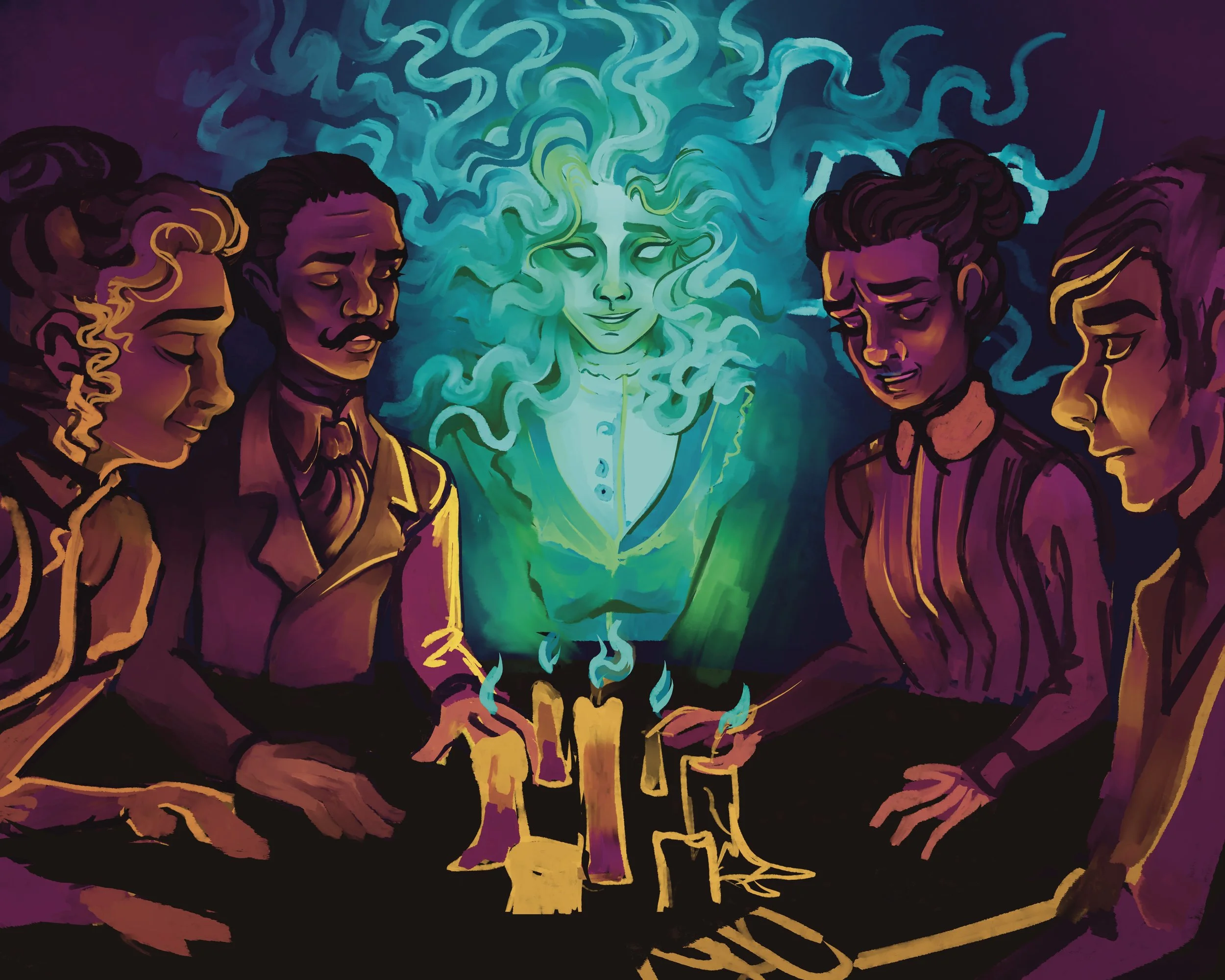 A Seat at the Table - Table Turning Seance Art - Gothic Ghost Art ...