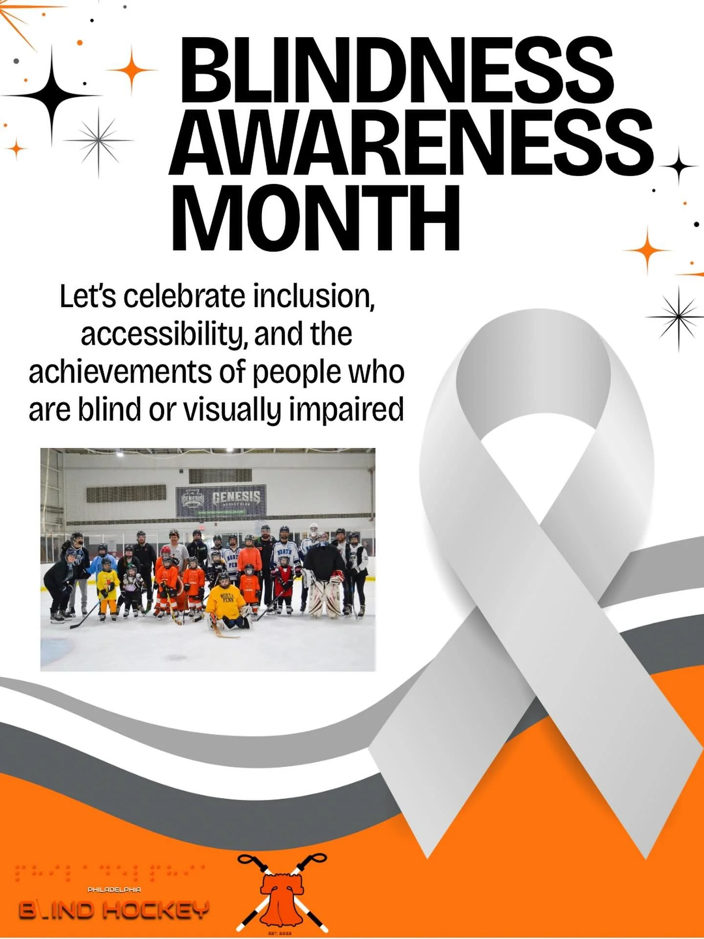 October is Blindness Awareness Month! ๐งก Let’s take this time to honor inclusion, accessibility, and the incredible achievements of people who are blind or visually impaired. We’re proud to celebrate our blind hockey community who continu