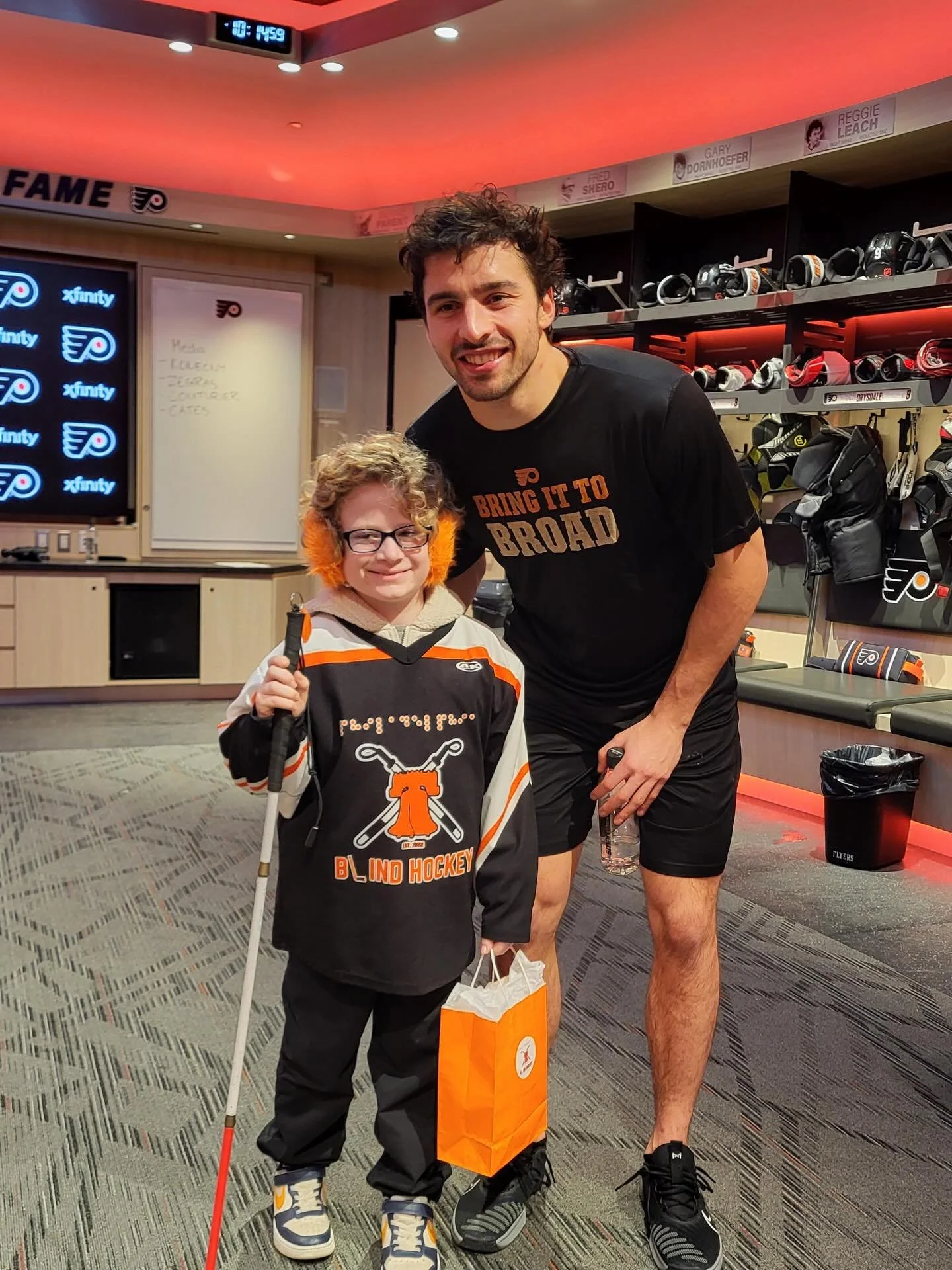 Tonight at the @philadelphiaflyers game, our very own Isaac was selected as one of Noah Cates&rsquo; Mates! Isaac continues to rise above challenges and shines on the ice as a proud member of Philly Blind Hockey. Let&rsquo;s go Isaac!! 
&bull;
&bull;