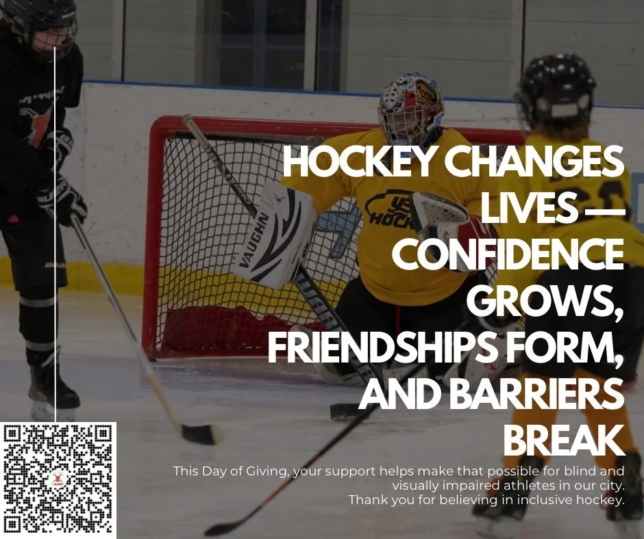 Today is Giving Tuesday, and every dollar helps us keep hockey accessible, inclusive, and empowering for blind and visually impaired athletes across the Philly region! From first-time skaters to seasoned players, your support fuels confidence, commun