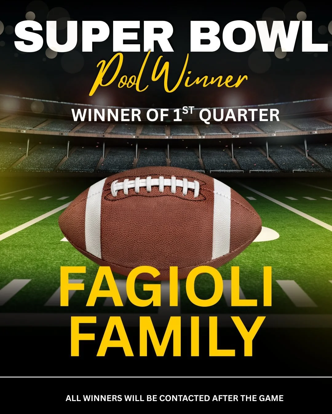 Congratulations to our Super Bowl block winners!! 🏈