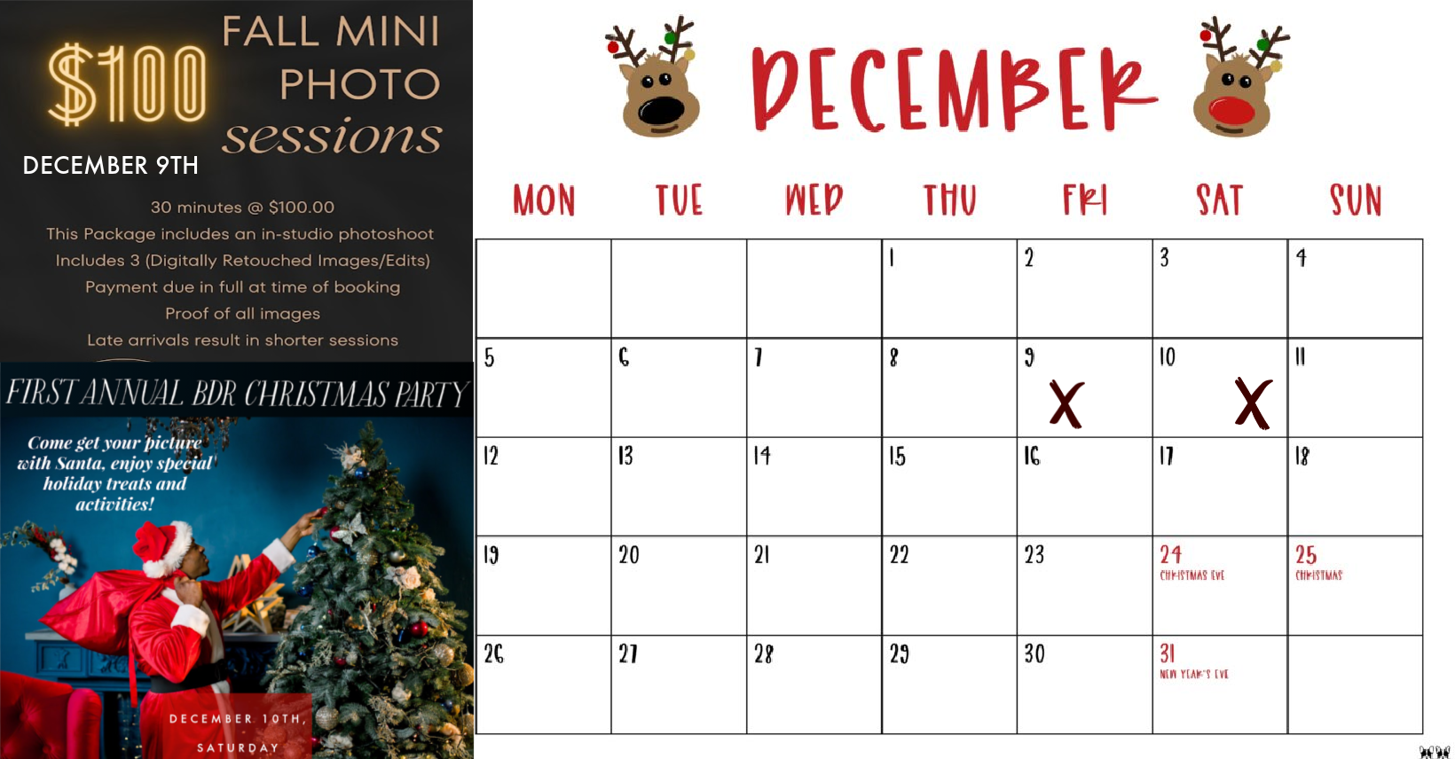 December Calendar at The Backdrop Room