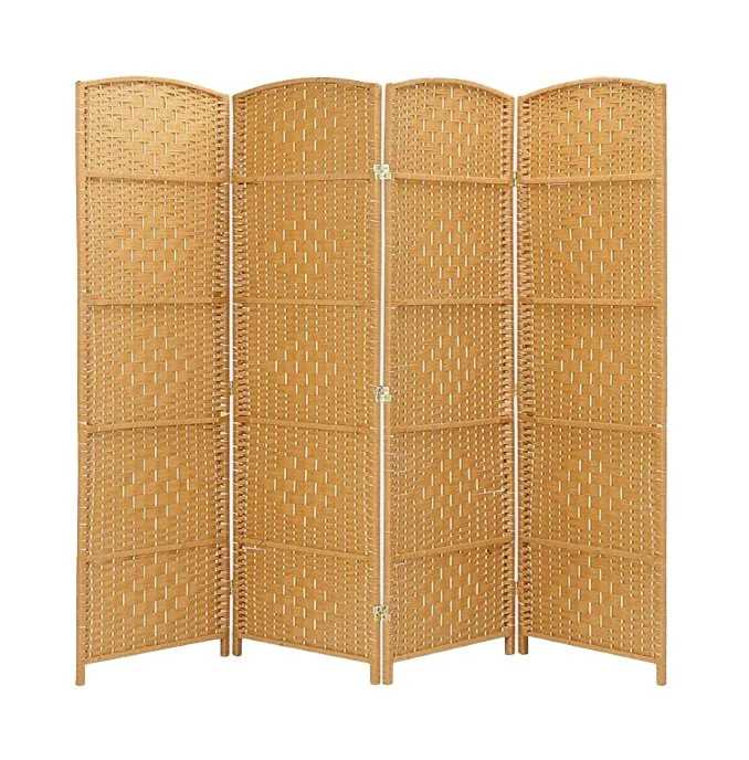 Room Dividers, 6Ft. Tall Extra Wide 19" Woven Fiber Folding Privacy Screens Panel