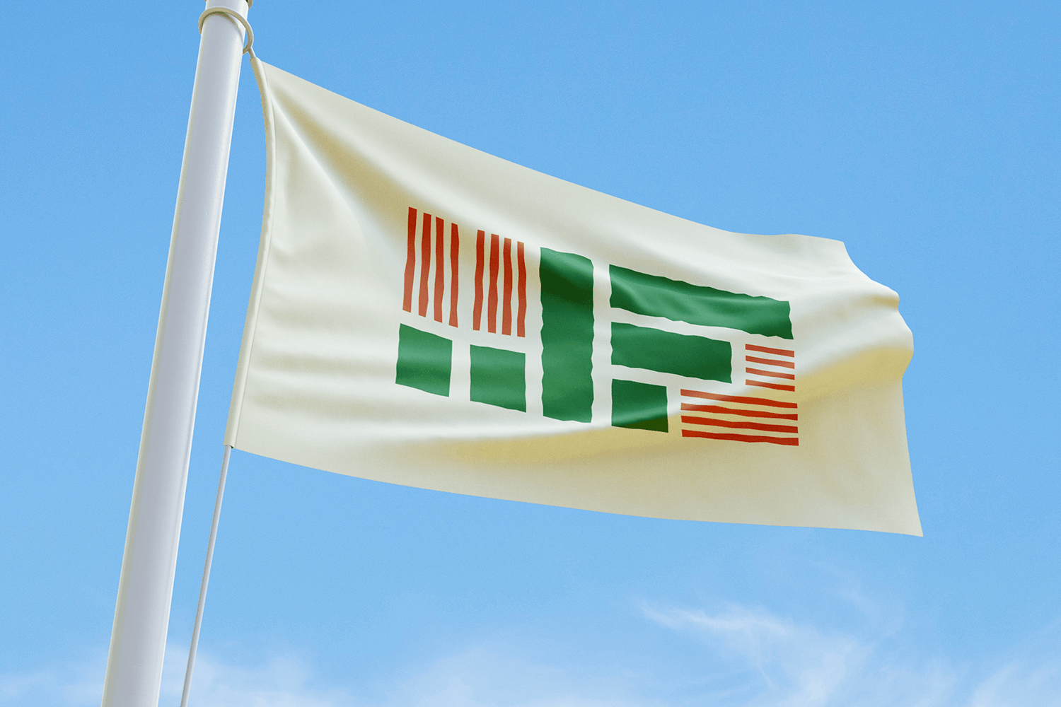 Just Food Collective's new logo superimposed on a flag