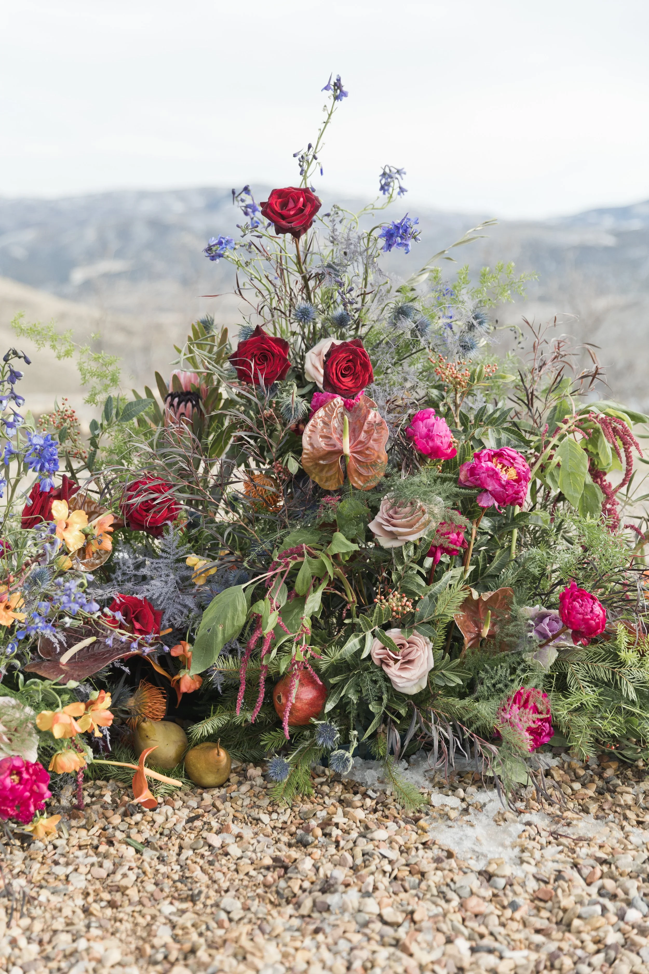 jewel tone wild lush western mountain wedding bridal ceremony reception moandcofloral highwest utah