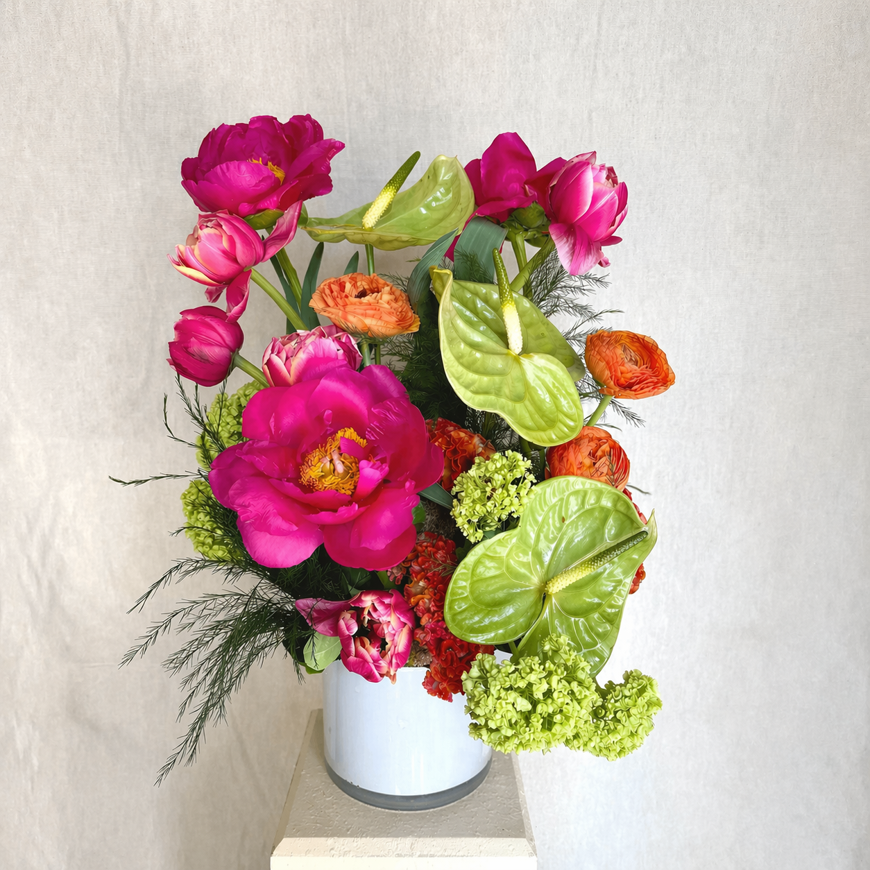 Vibrant pink orange green mothers day flowers park city florist moandcofloral