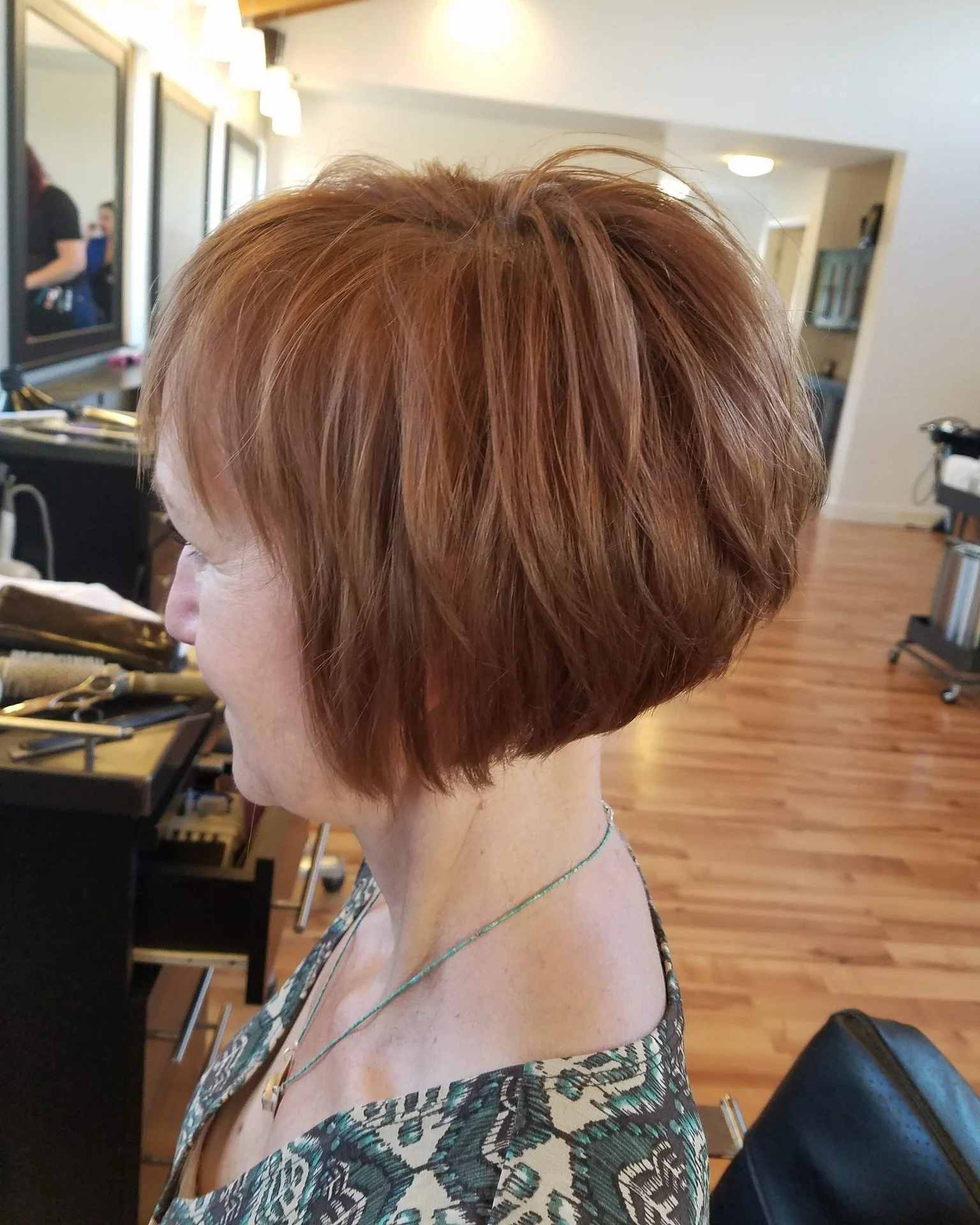 Copper never goes out of style, especially in a shape like this layered bob from Lana Carter, one of our master stylists here at Shear Excellence SLC.

This color is so rewarding to work with &mdash; warm, dimensional, and it catches the light beauti