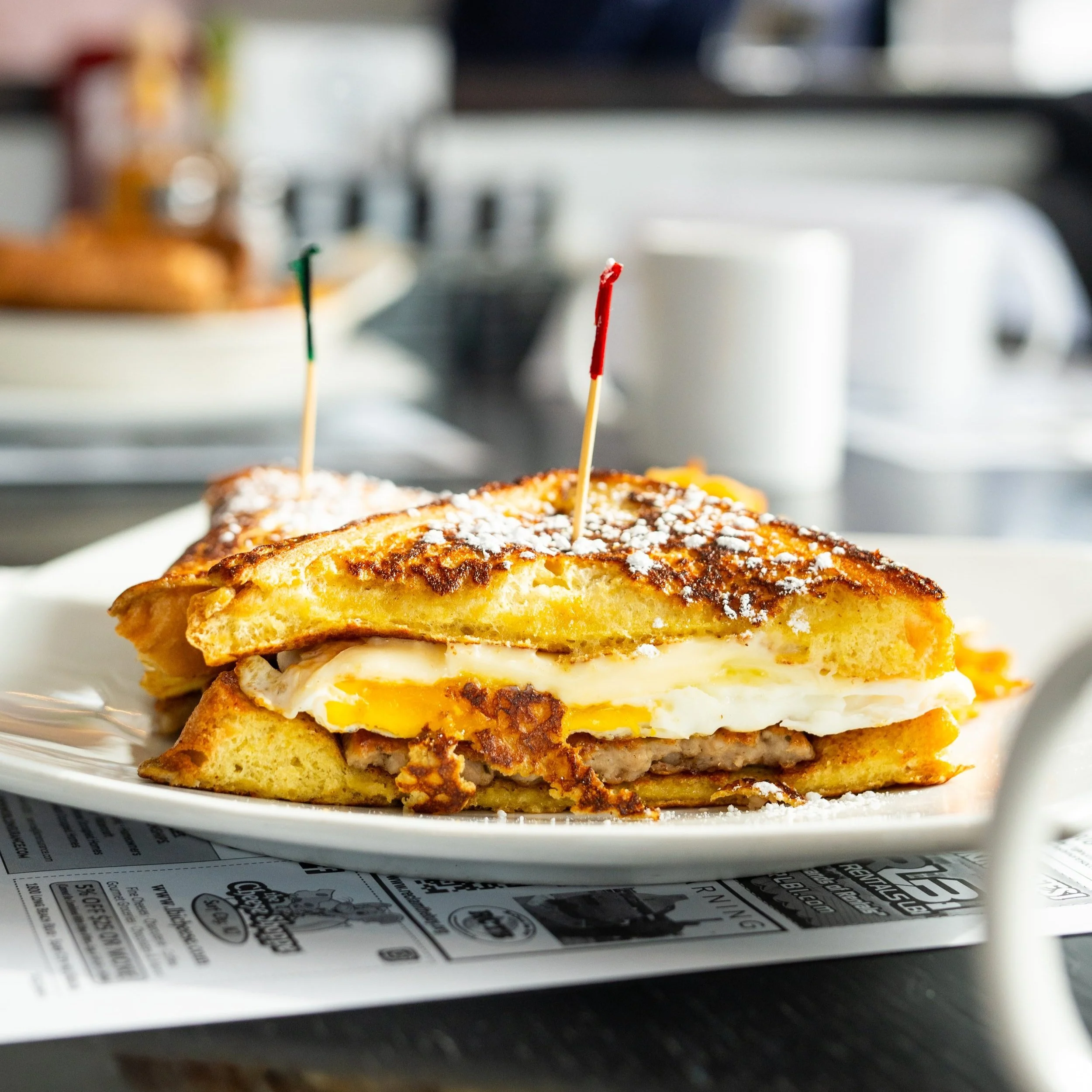 breakfast sandwich at scojo's eatery in surf city