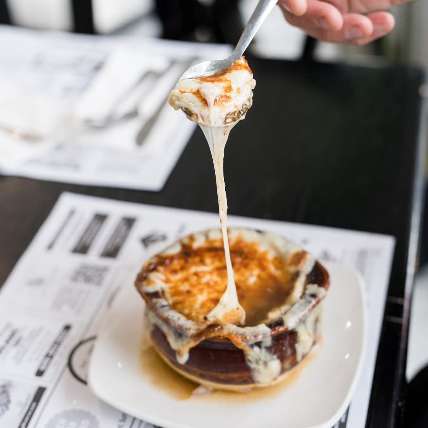 french onion soup at scojo's eatery in surf city