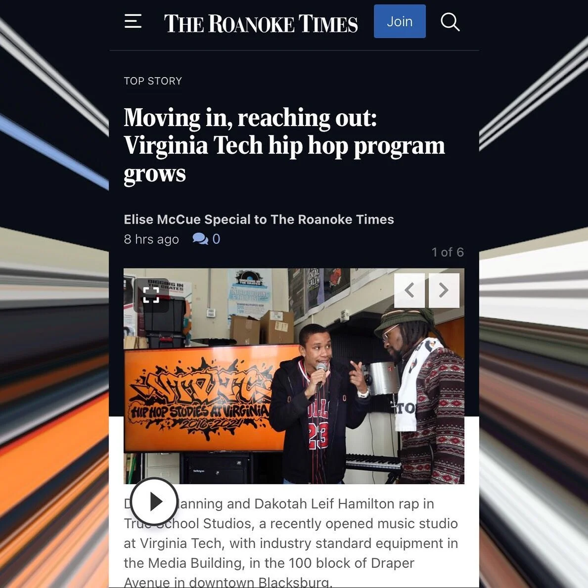 🚨new article alert🚨 Thank you to the @roanoketimes for sharing what #VTDITC and #TrueSchoolStudios is all about with your readers! You already know where the link is. #HipHopEd #HipHopLibrarianship #DoThingsForTheKids