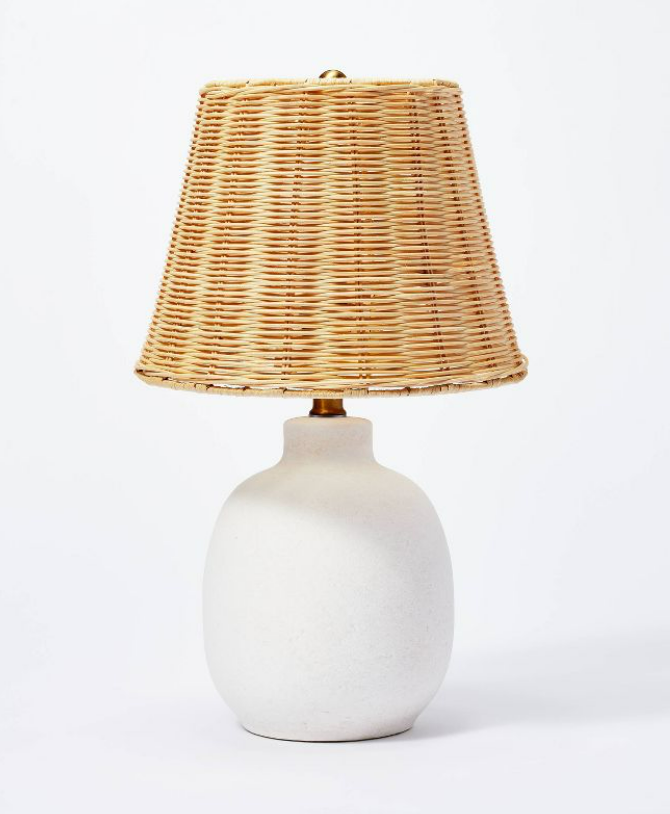 Ceramic Table Lamp with Rattan Shade