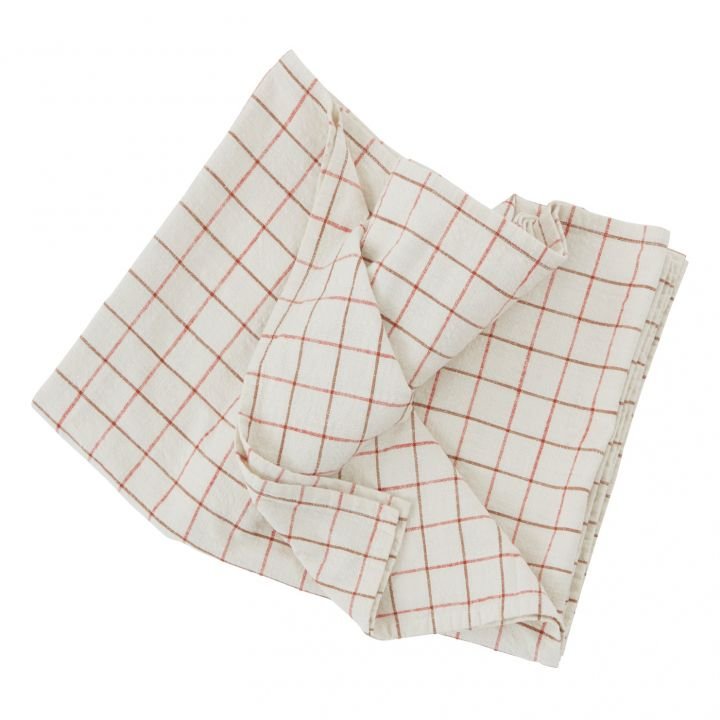 Grid Organic Cotton Tablecloth White