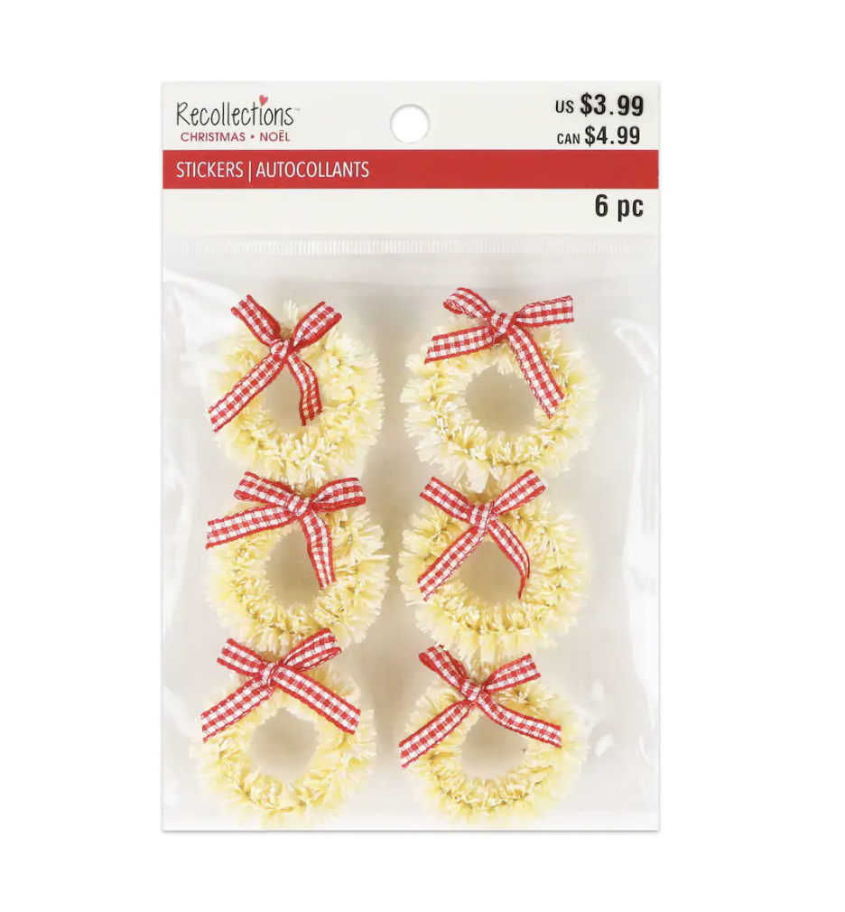  Ivory Wreath Christmas Stickers 