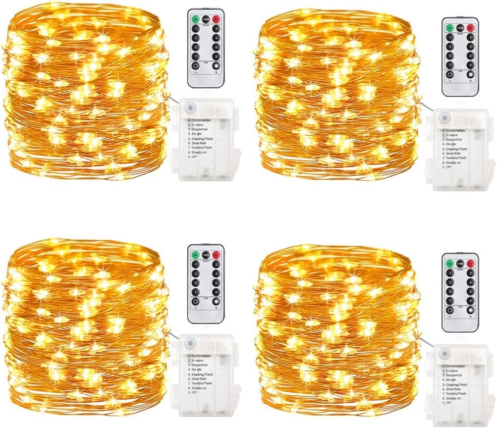 Fairy Lights with Remote Control - 4 Pack, 16.4', 50 LED