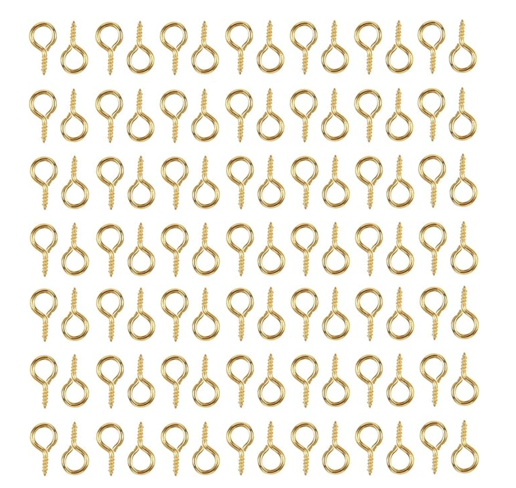 HUIHUIBAO 100 Pieces Small Screw Eyes Pin Hook for Jewelry for Jewelry Making Findings DIY Crafts, 6 x 13mm (Gold)