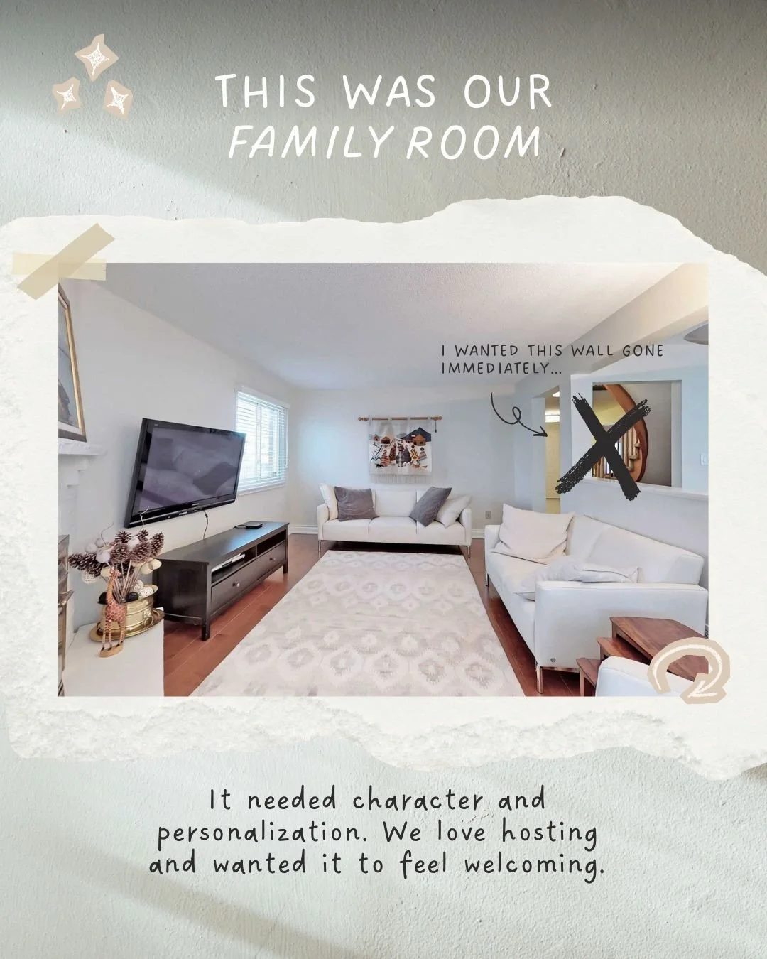 This room was so void of character and it didn&rsquo;t encourage conversation at all. We didn&rsquo;t get it right the first time and it took over five years for us to figure out how to make this room work for us. Comment &lsquo;link&rsquo; if you&rs