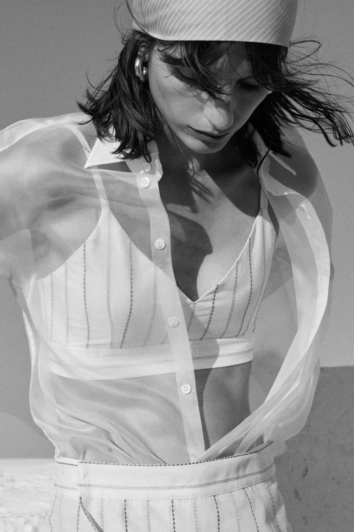 Signature Button Up White Organza