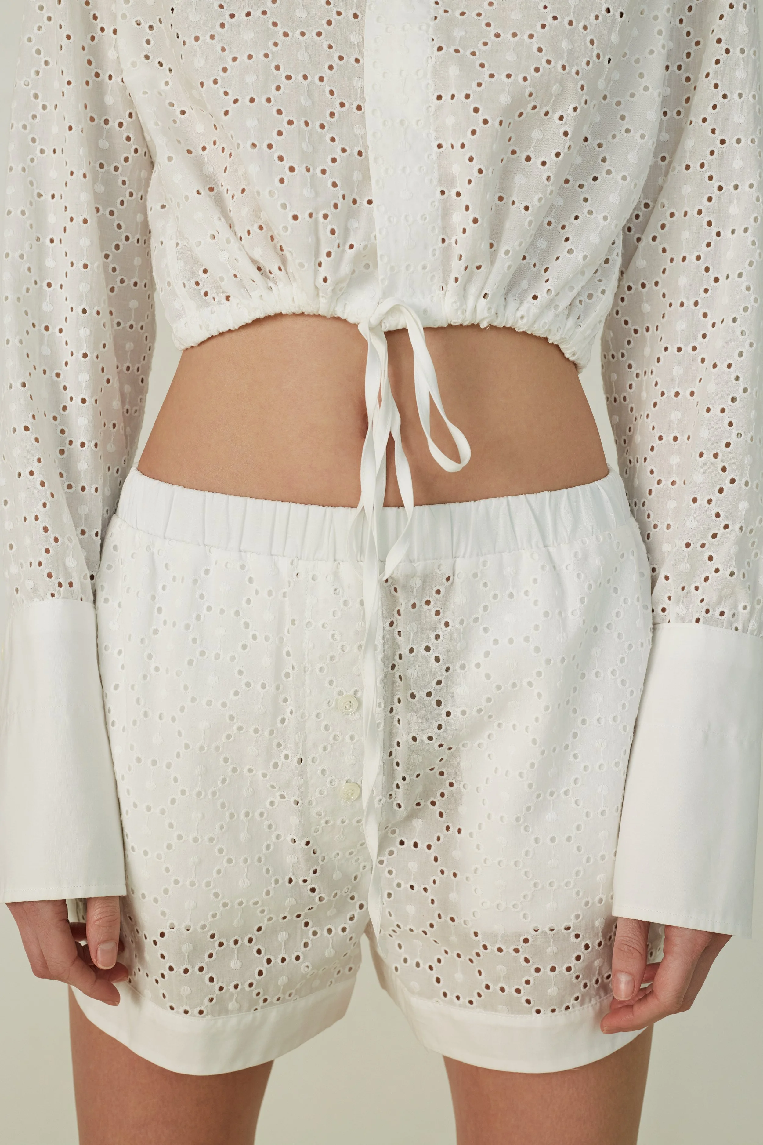 Boxer Shorts White Broderie