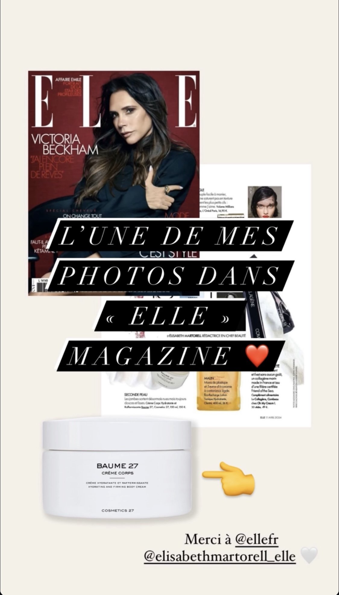 Couverture du magazine Elle d'une photo réalisée pour Cosmtic 27