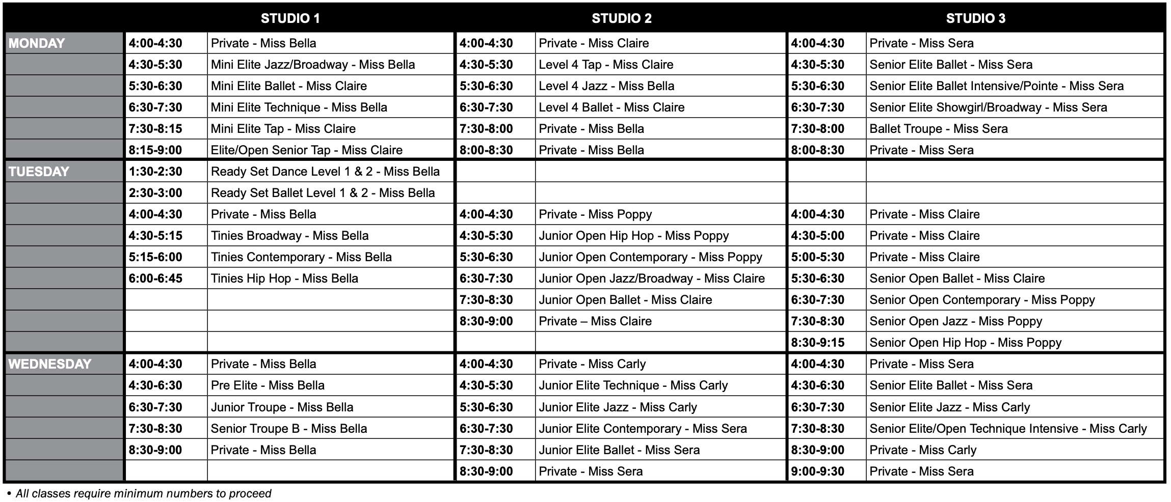 Timetable — Next Generation Dance Studio