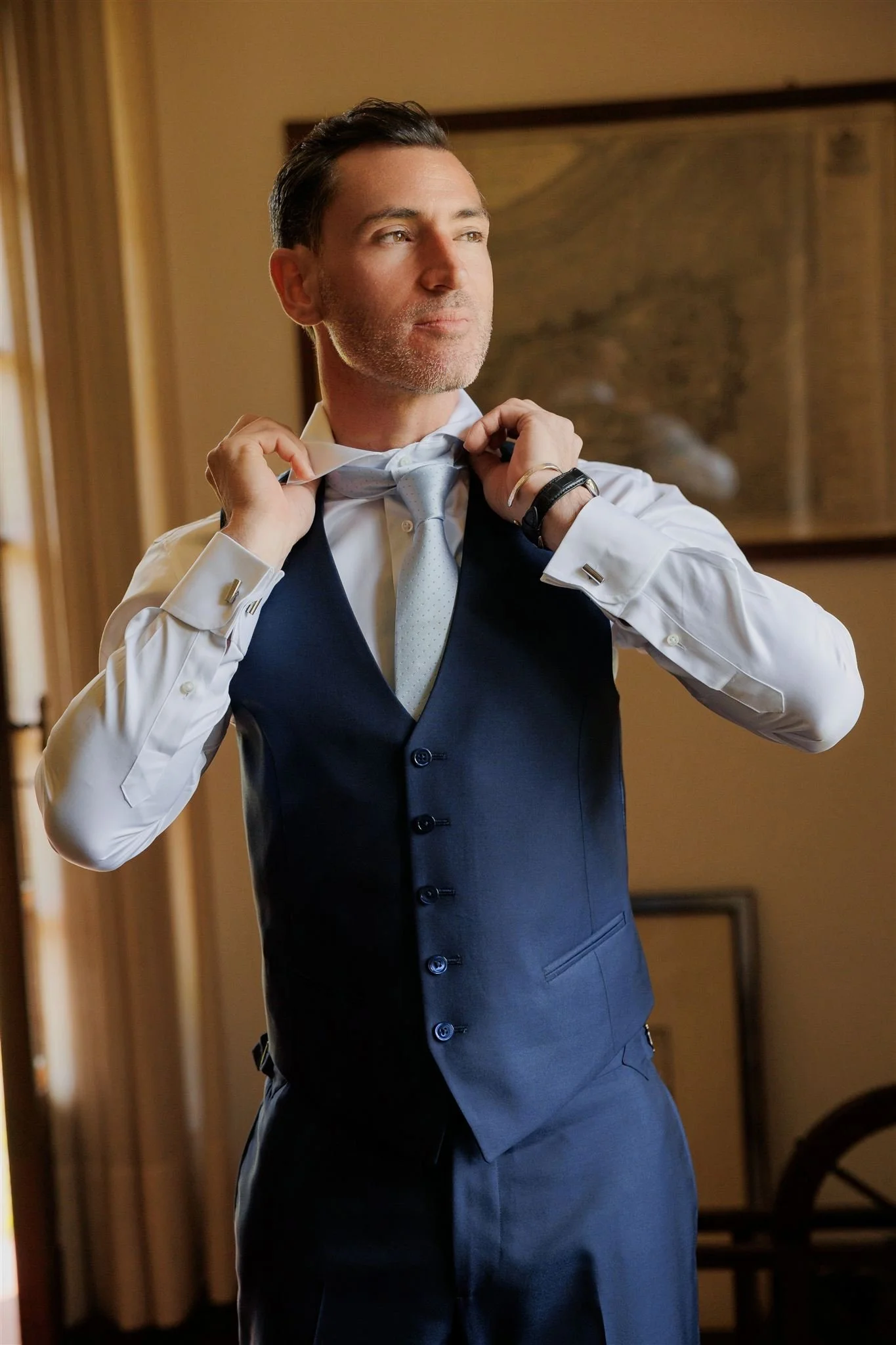 Groom getting ready