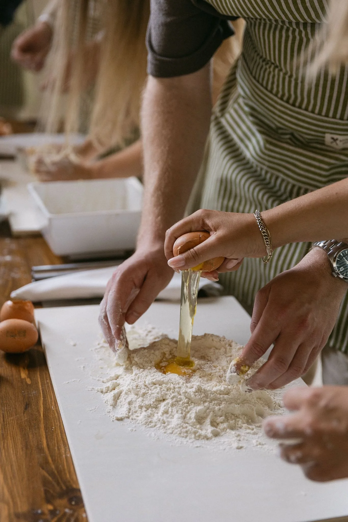 Pasta making experience for wedding guests at Villa Gamberaia