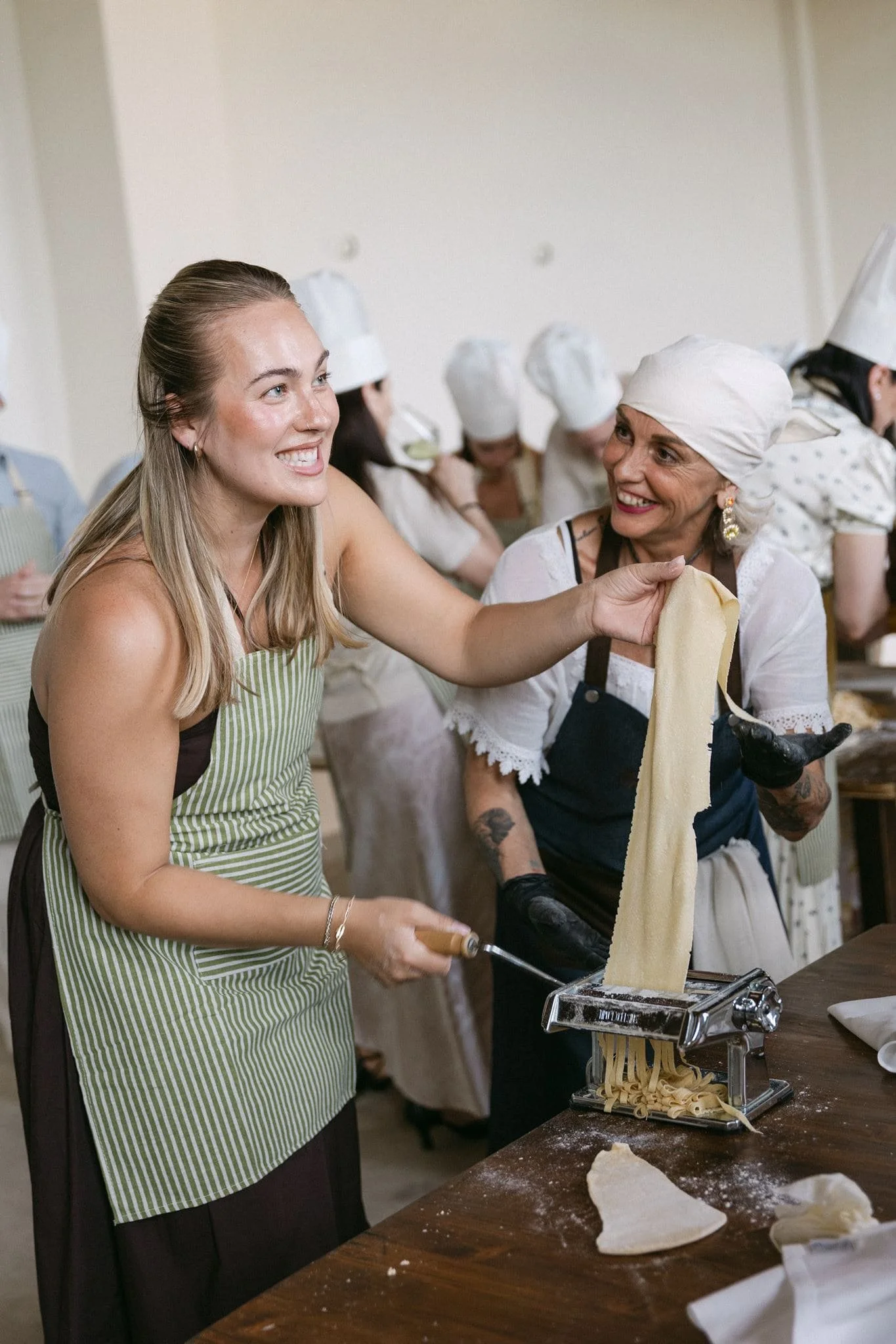 Fresh homemade pasta prepared by wedding guests