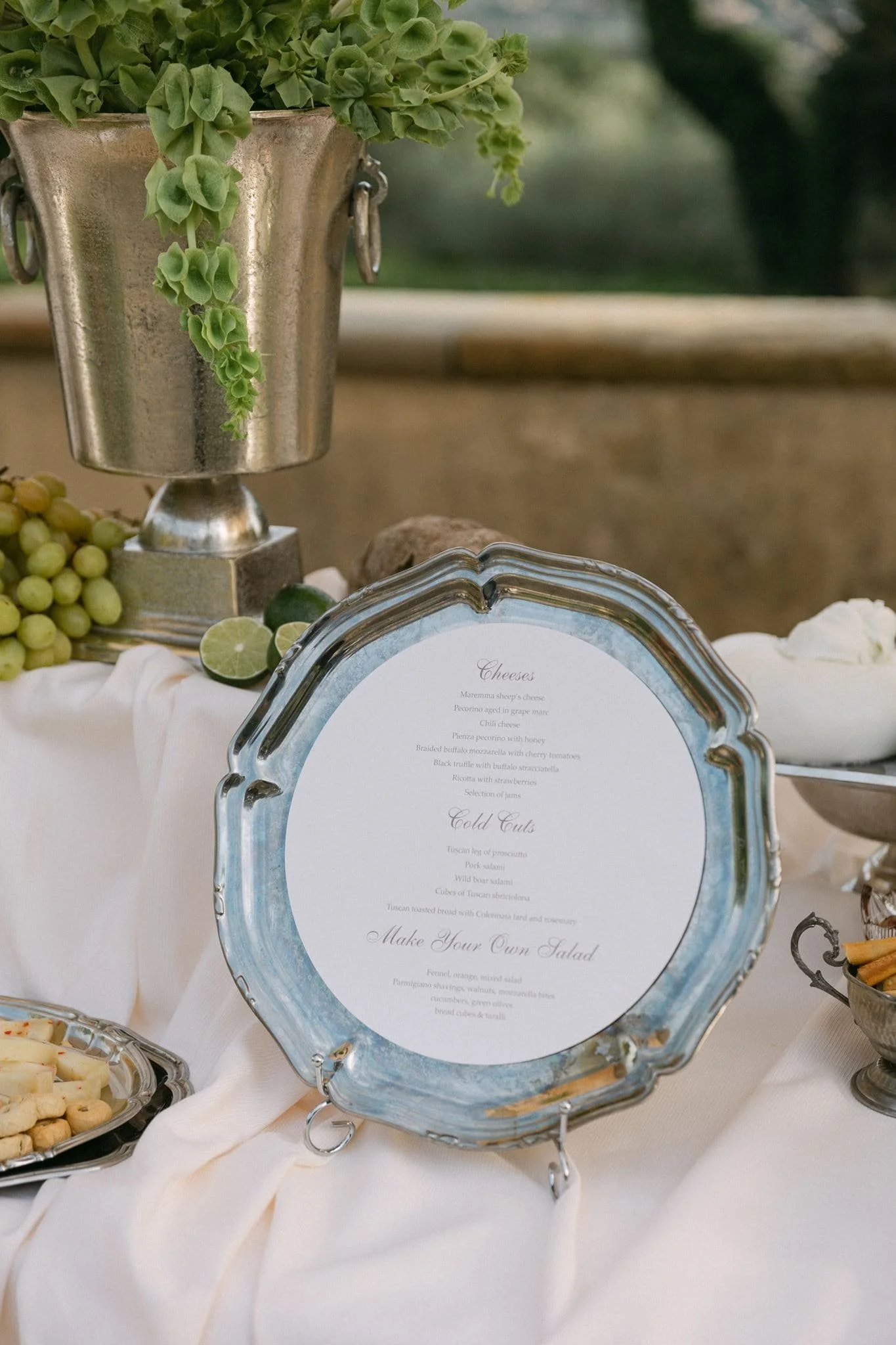 Wedding menu with silver frame 