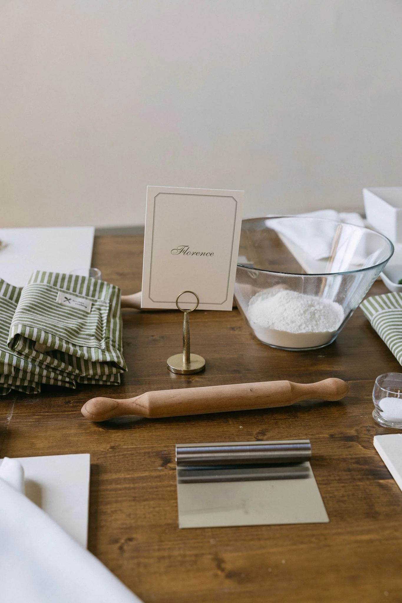 Pasta class set up in Tuscany