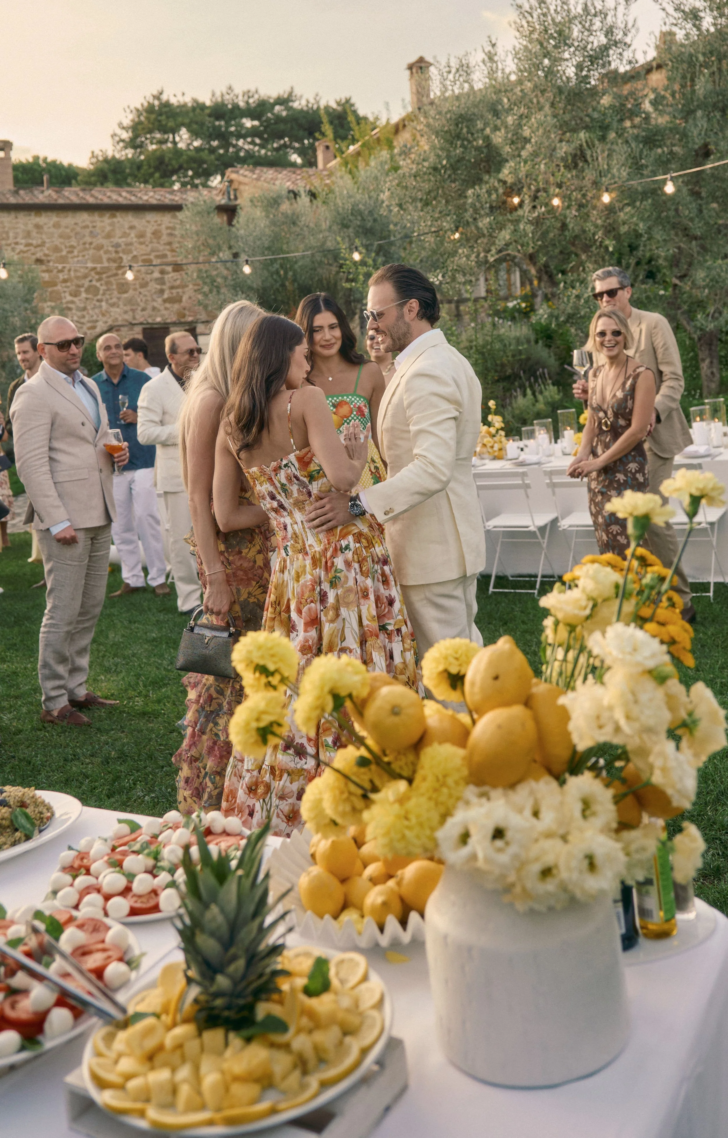 Yellow decor of a tuscan buffet