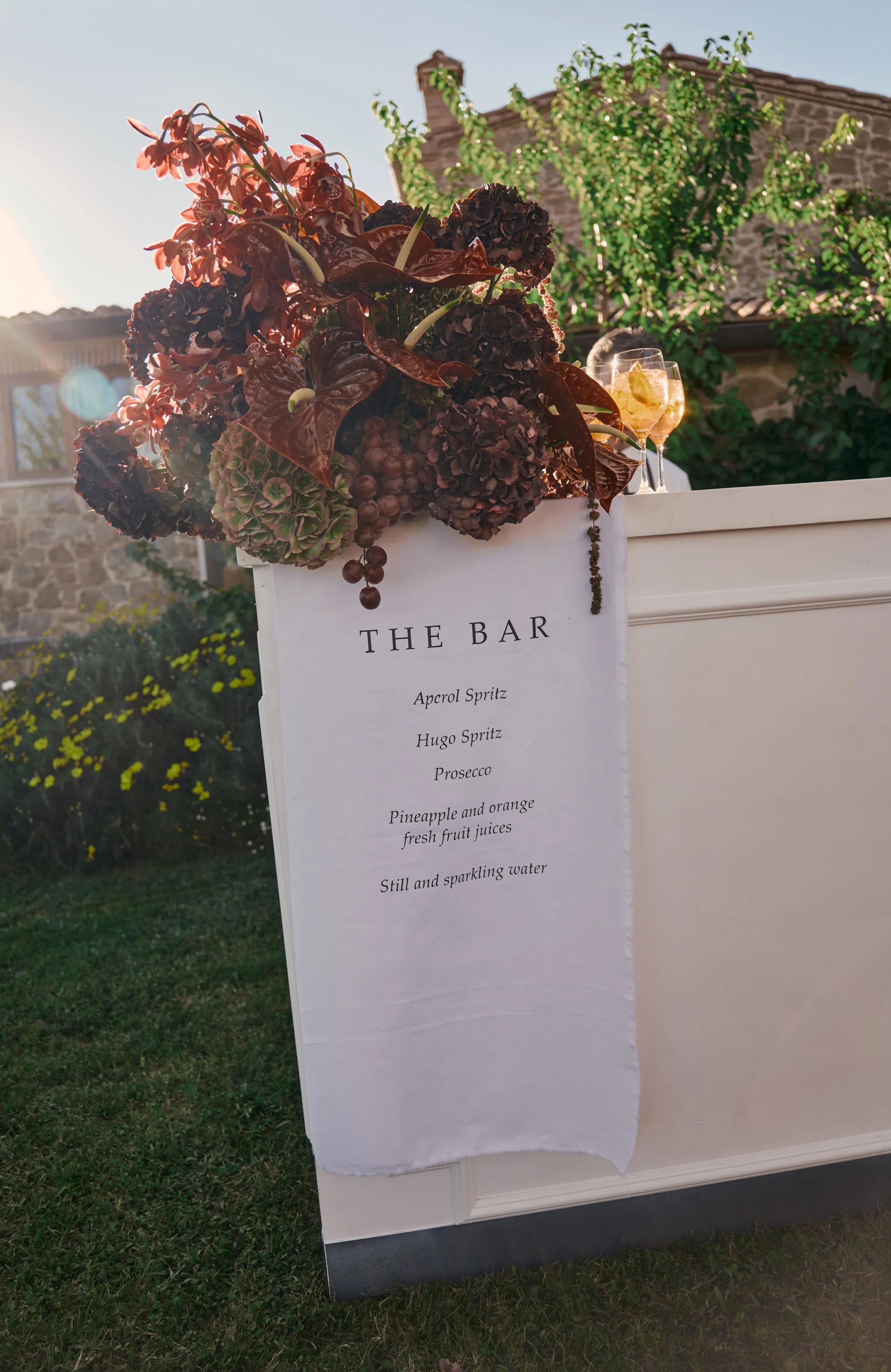 Burgundy Floral Wedding Bar at Borgo Sant’Ambrogio