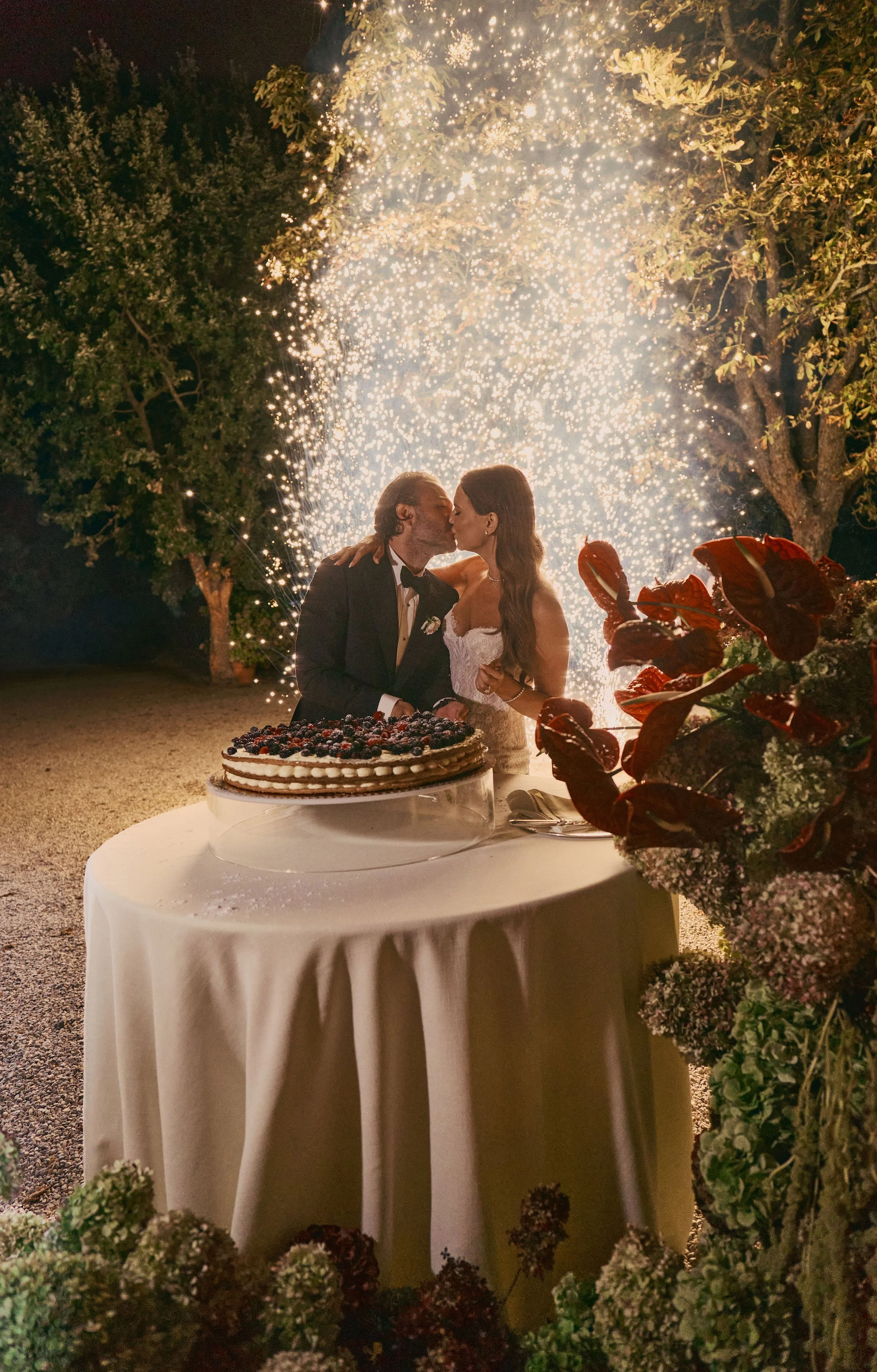 Italian Millefoglie Wedding Cake with Sparkulars at Borgo Sant’Ambrogio