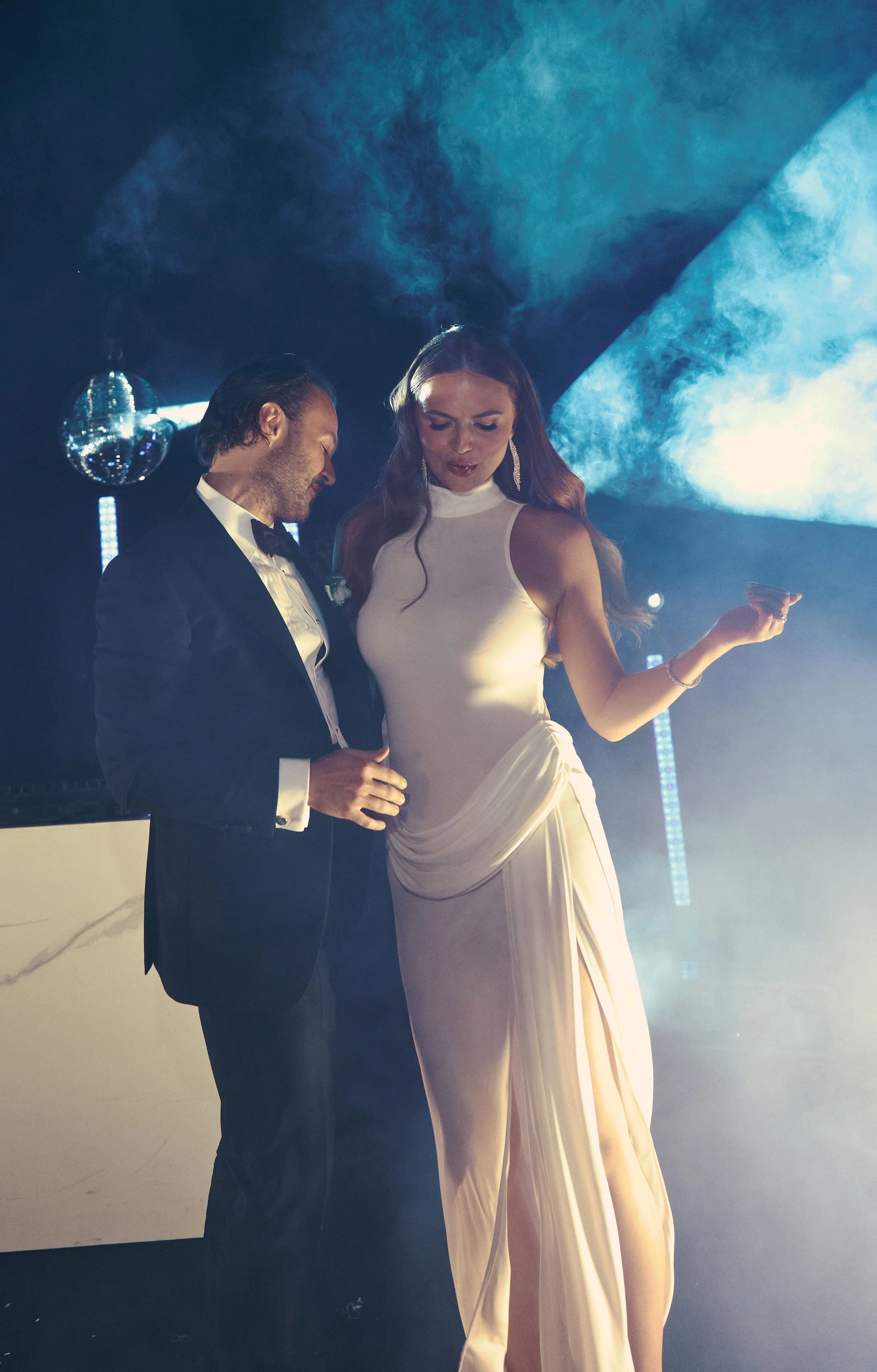 Wedding party with disco ball