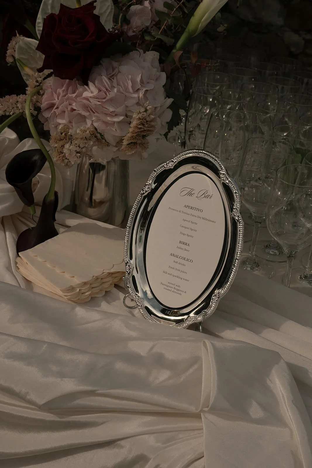 Silver frame for wedding bar sing 