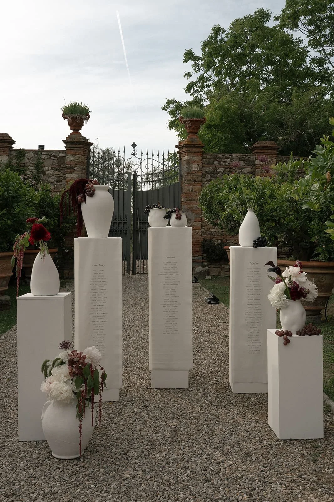 Elegant Wedding Seating Chart with Floral and Grape Details in Florence