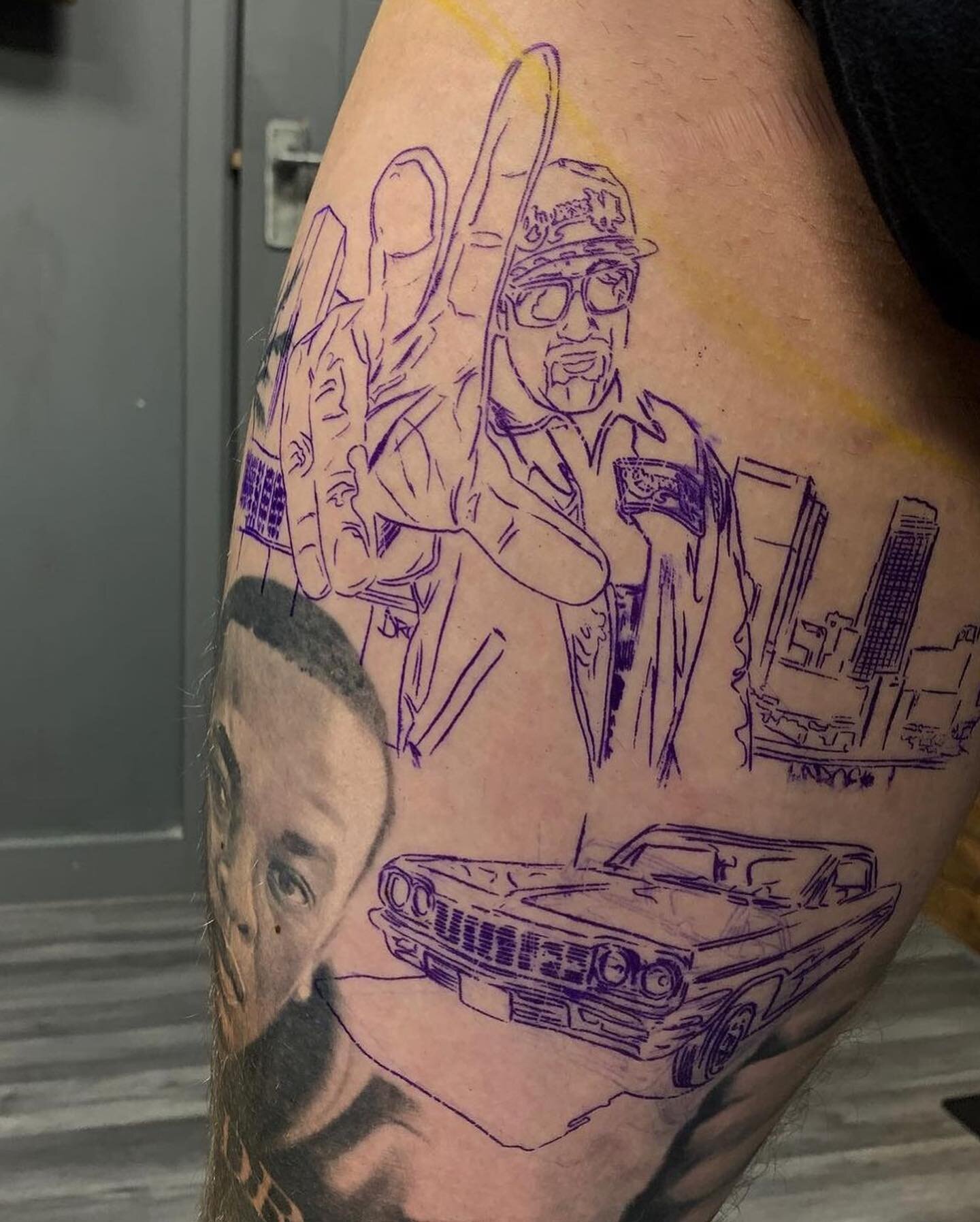 Cypress Hills B-Real! Massive respect to Jordon for sitting this tattoo! Inner thigh is a tough area! ⚡️think it fits that gap very well 

@kwadron 
@worldfamousink 
@inkbooster 
@stencilstuff