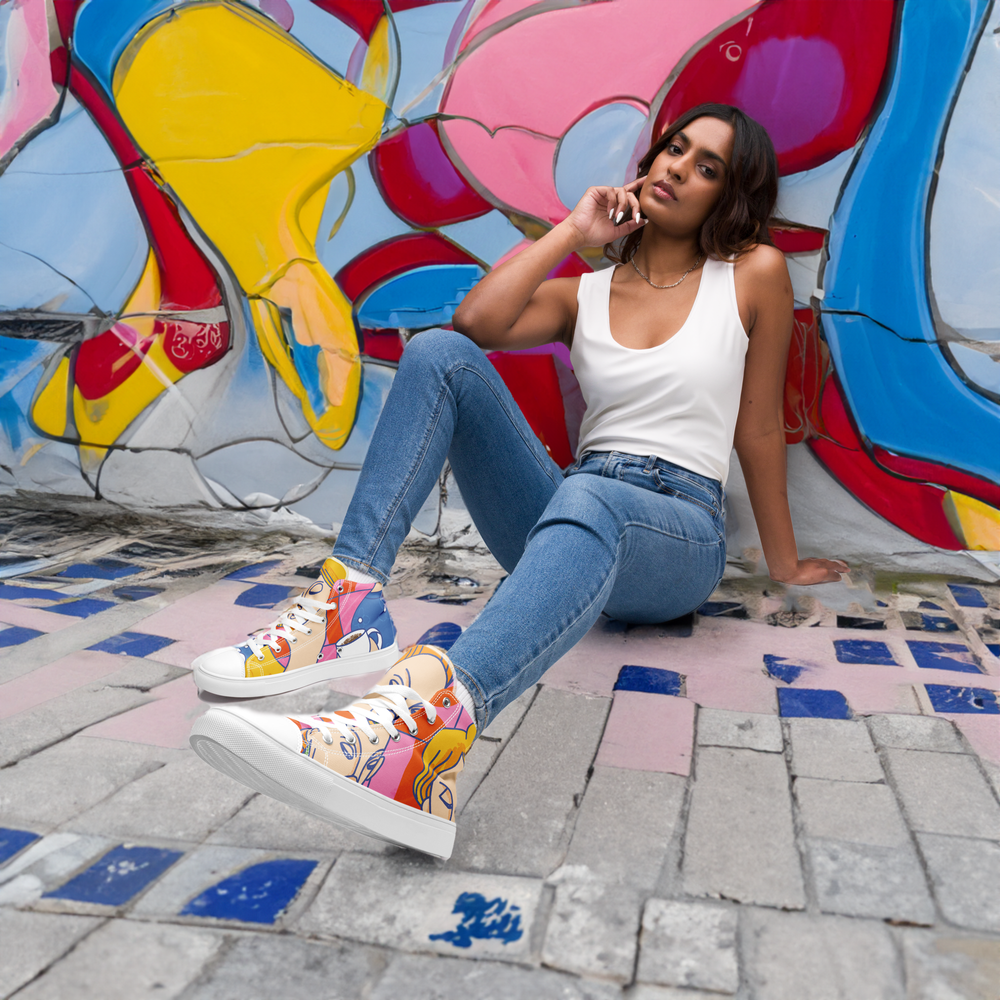 Bright Colourful Women's High Top Canvas Shoes with Art Print — Veronika  Czimmermann | Art & Illustration