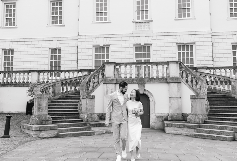 Bride and groom portrait at Queen’s House in Greenwich, London